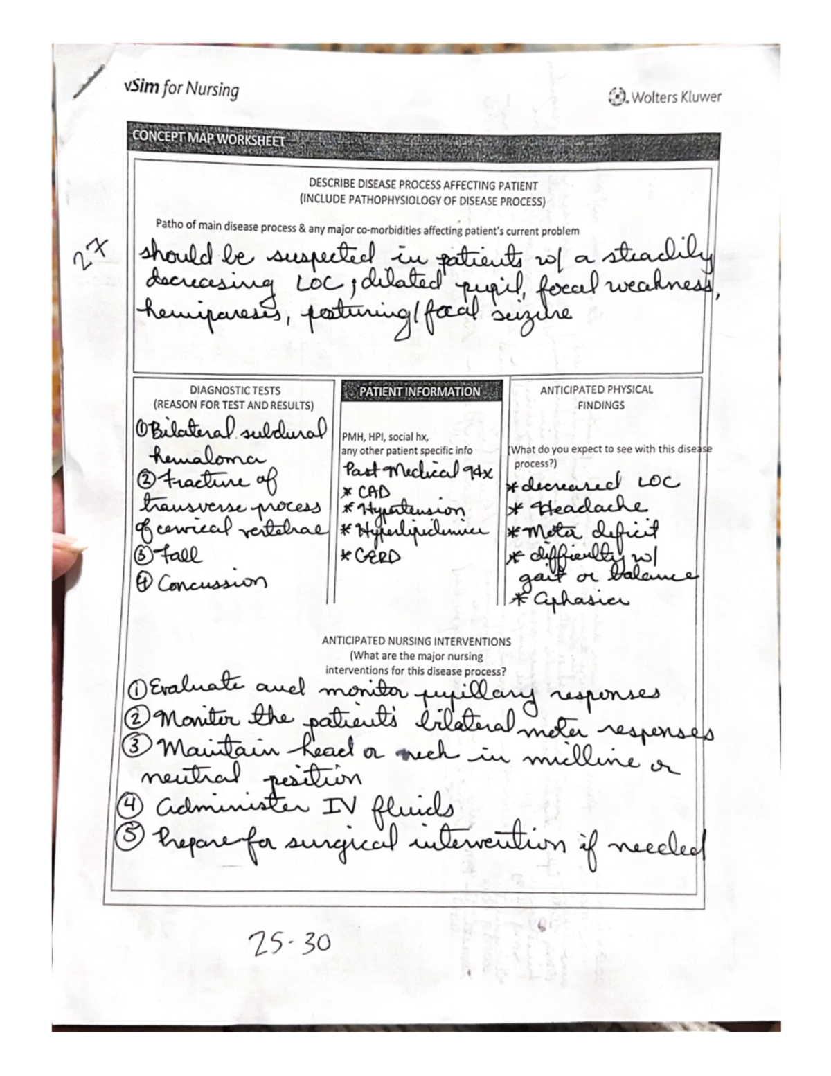 Clinical assessment 1of adult health nursing - vSim for Nursing Wolters ...