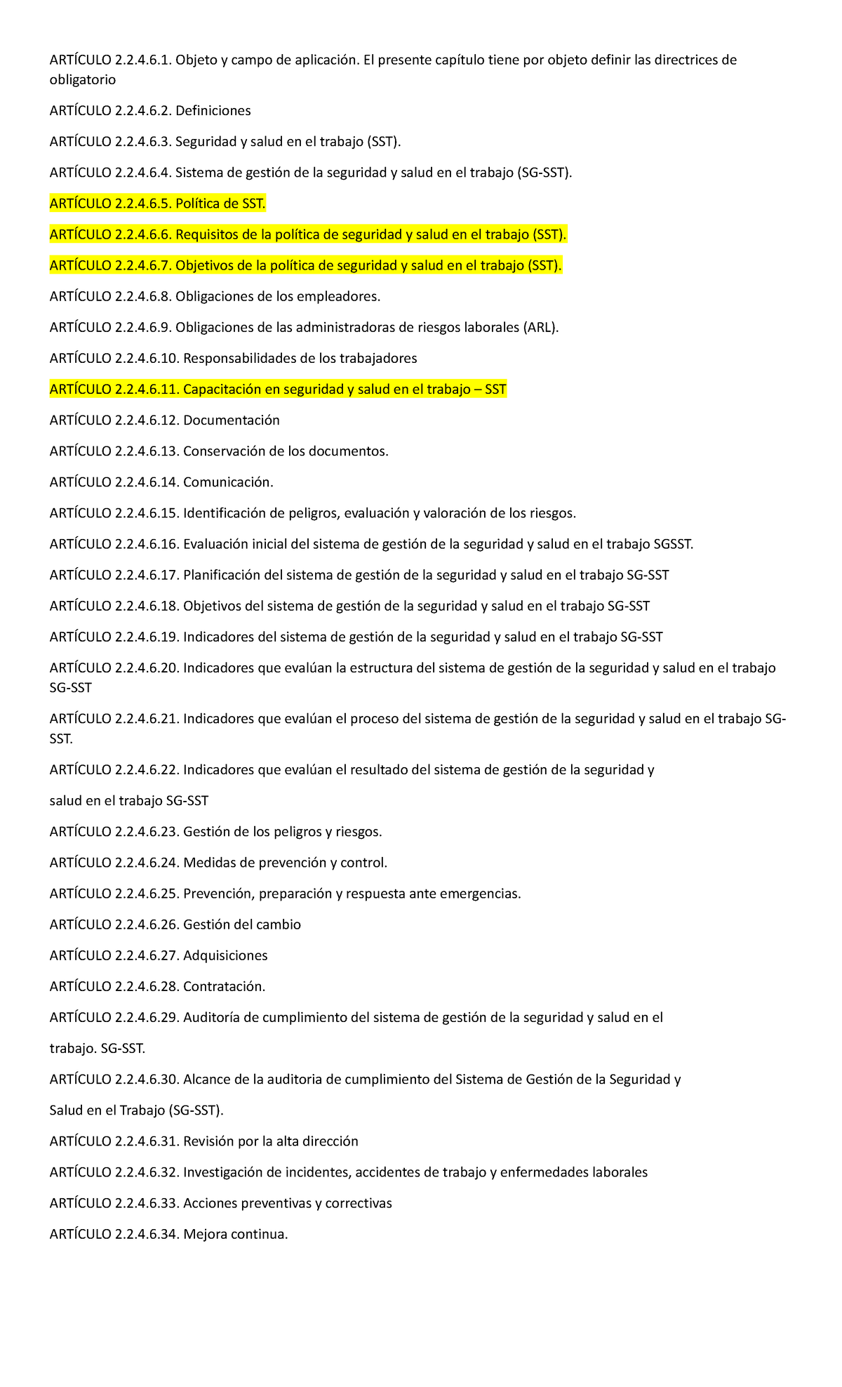 Cap. 6 Decreto 1072:2015 - ARTÍCULO 2.2.4.6. Objeto Y Campo De ...