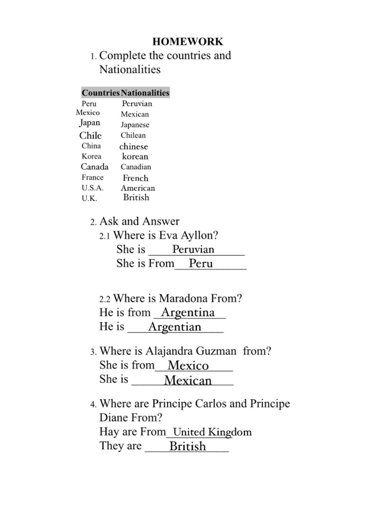 Image to PDF 20240804 01 - HOMEWORK 1. Complete the countries and ...