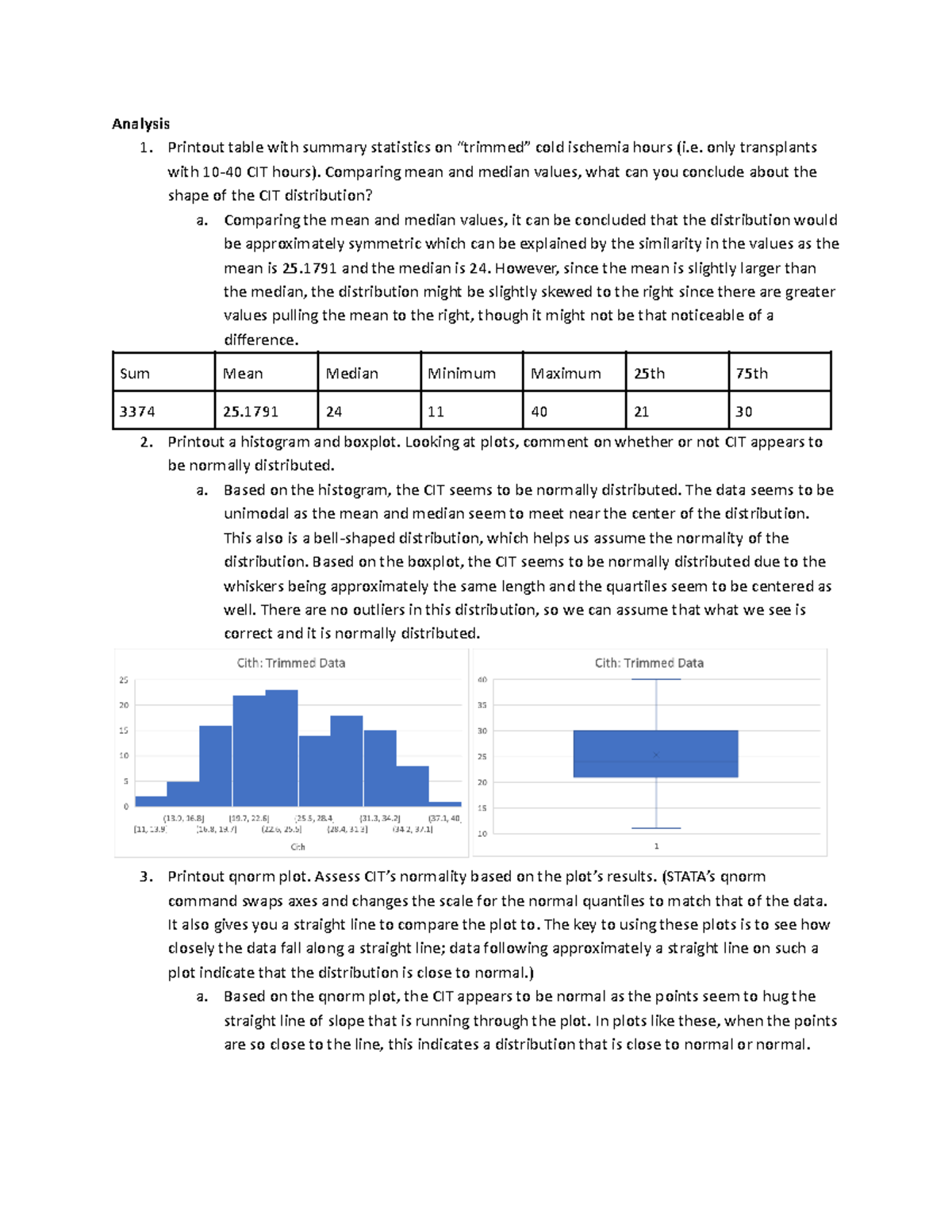 Lab 5 - lab 5 write-up - Analysis 1. Printout table with summary ...