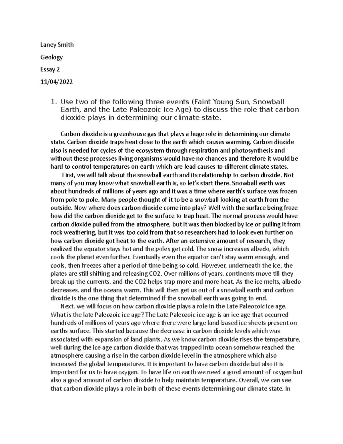 Essay 2 - Laney Smith Geology Essay 2 11/04/ Use two of the following ...