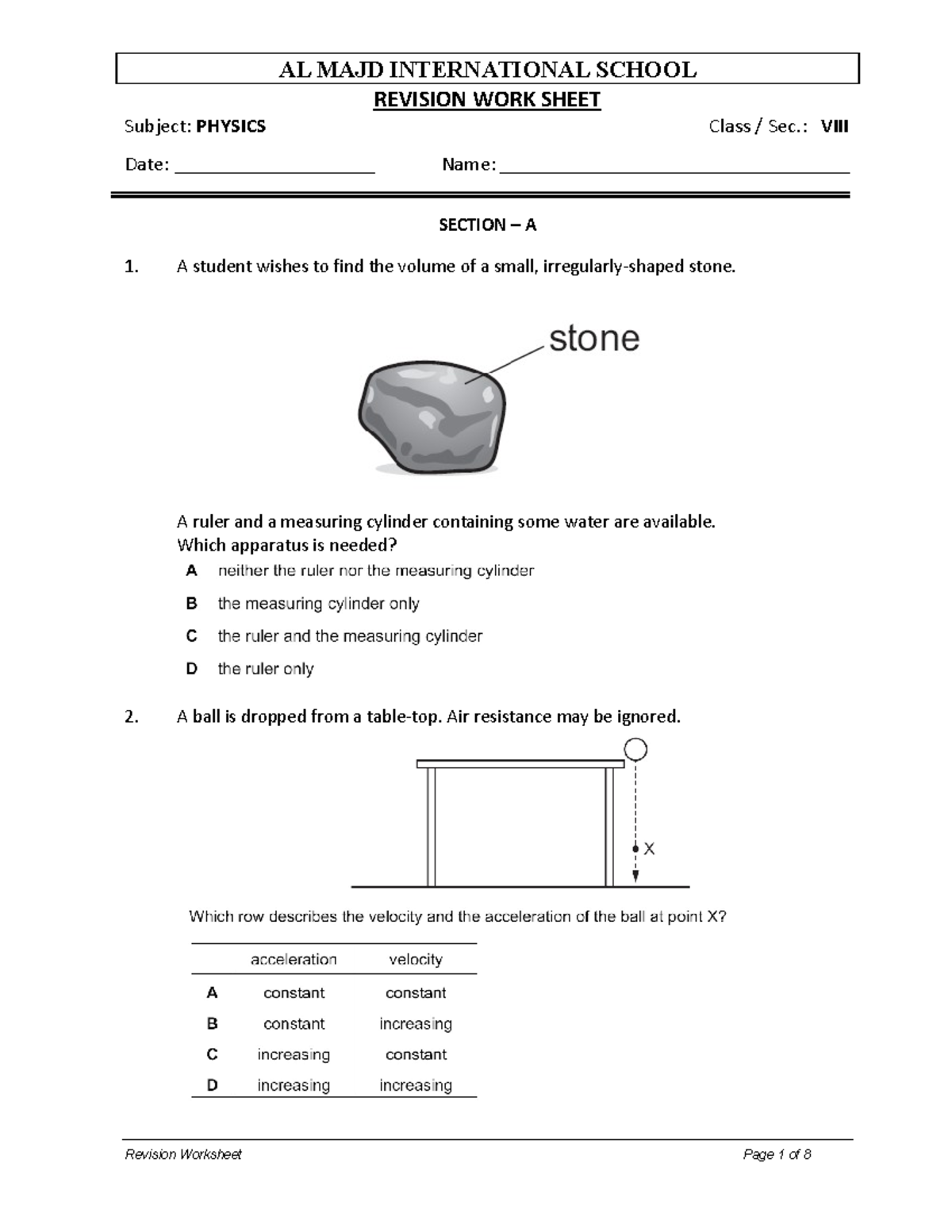 Revision Worksheet - 2021 - November - REVISION WORK SHEET Subject ...