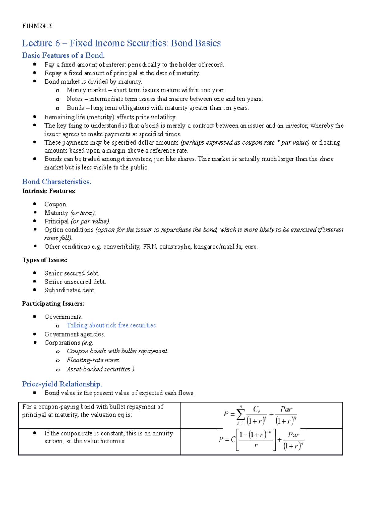 finm2416-lecture-6-lecture-6-fixed-income-securities-bond-basics