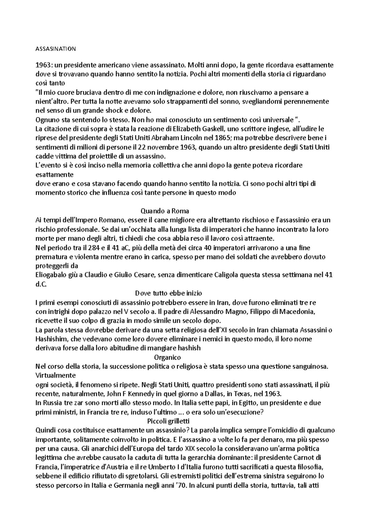 Assasination complete pack for university - ASSASINATION 1963: un ...