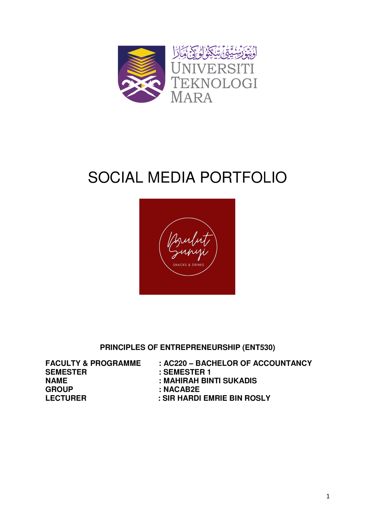 Social Media Portfolio Mahirah Sukadis - SOCIAL MEDIA PORTFOLIO ...