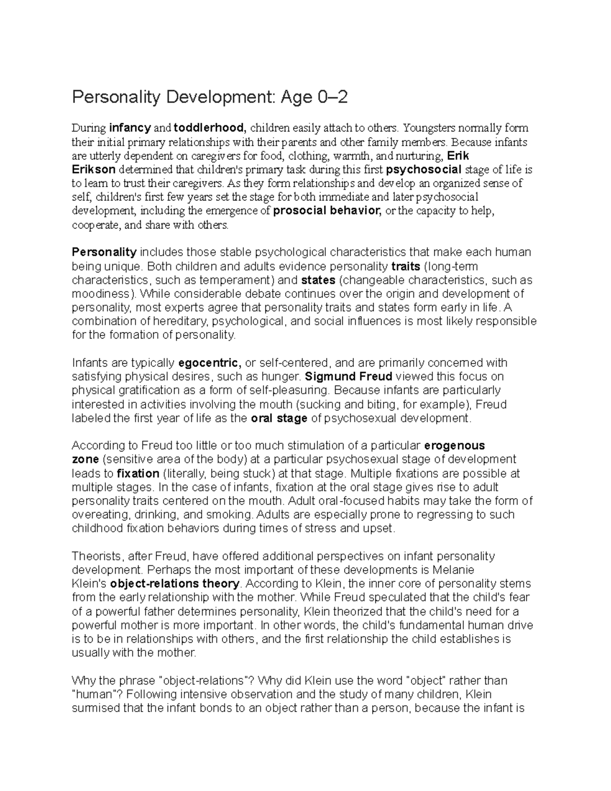 Personality Development - Youngsters normally form their initial ...