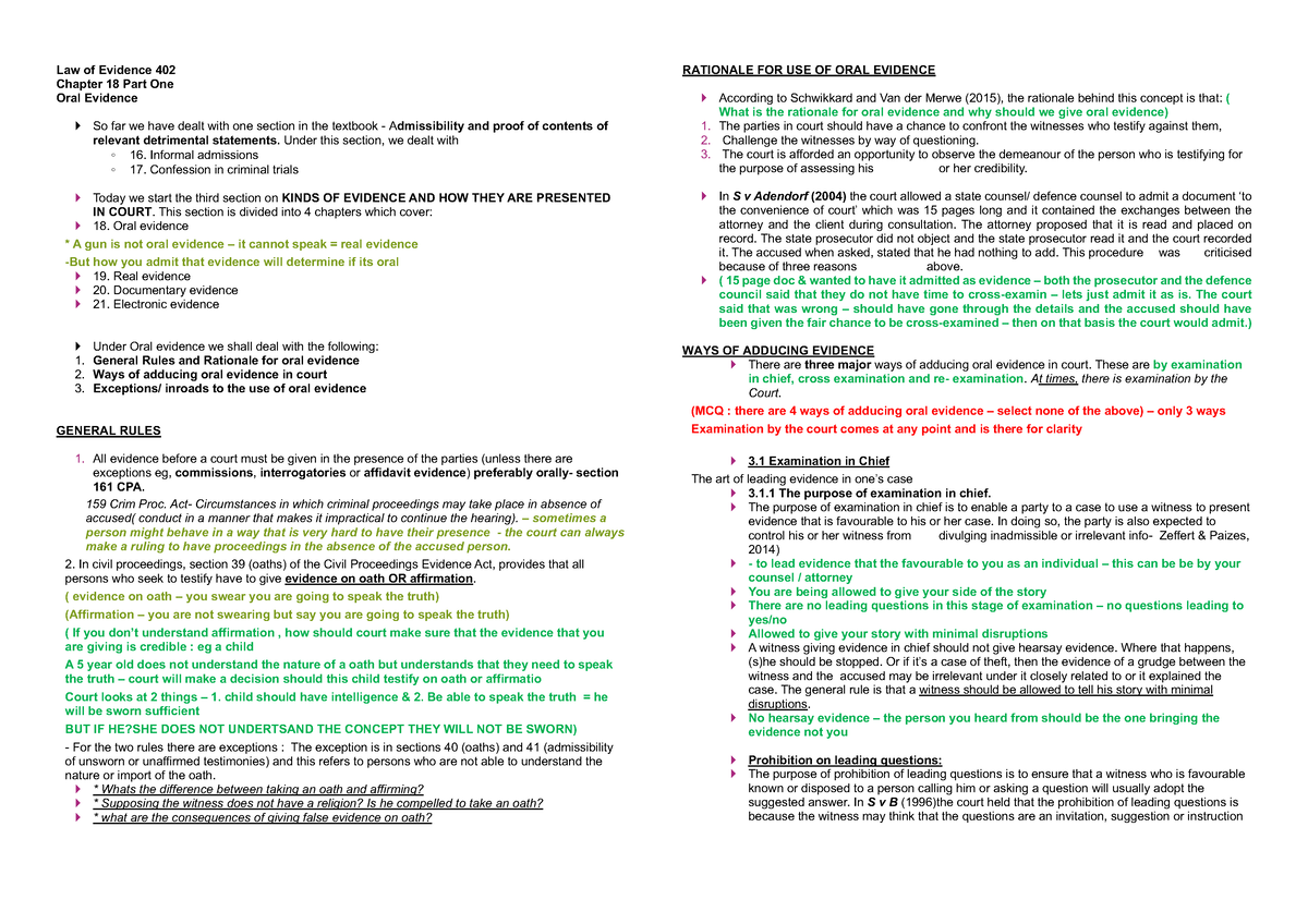 chapter-18-oral-evidence-part-1-law-of-evidence-402-chapter-18-part