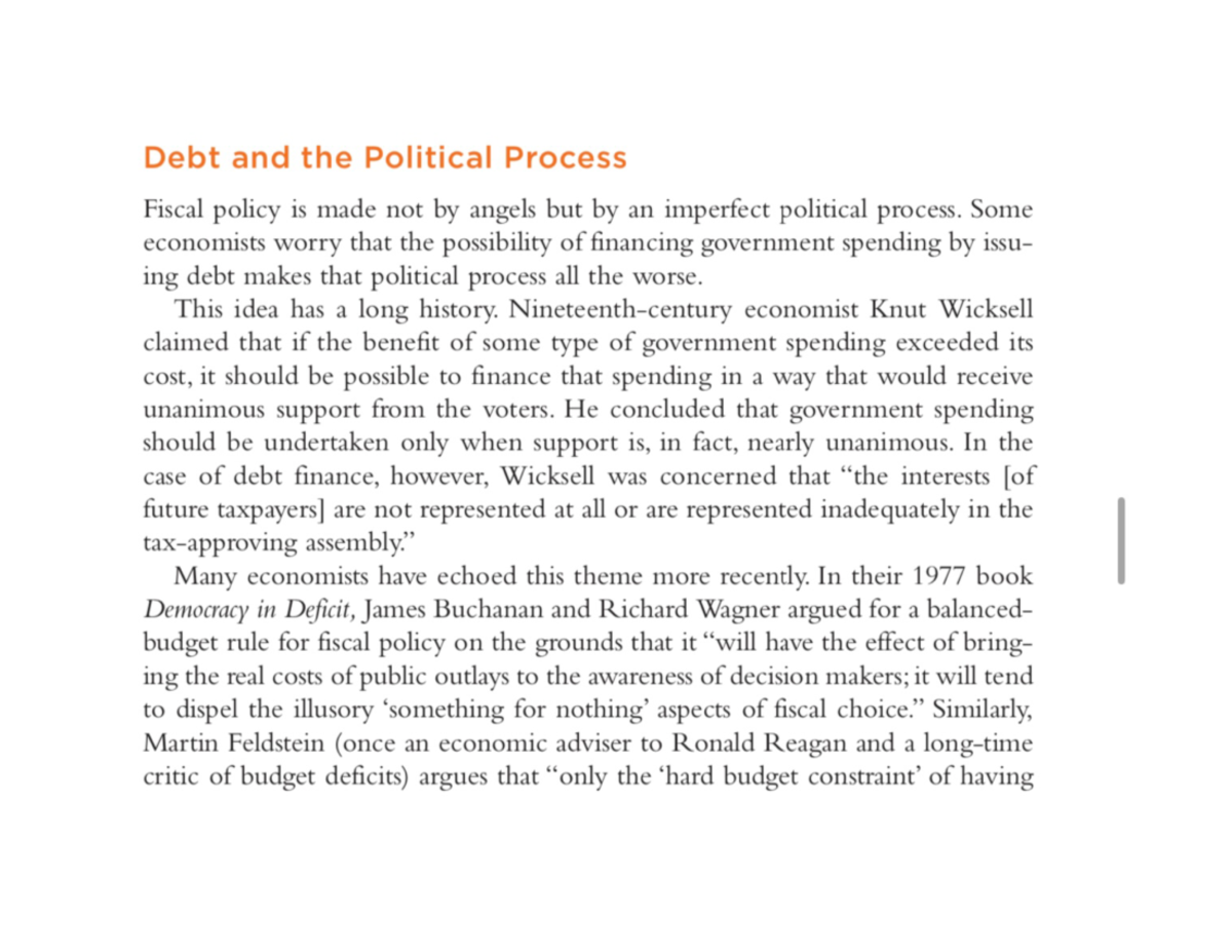 Debt and the Political Process - MACRO ECONOMICS - Studocu