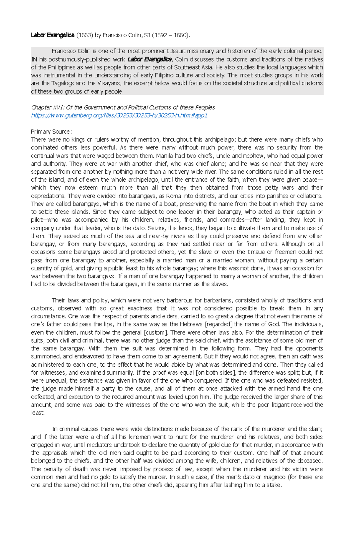 History 1 Primary Sources Labor Evangelica (1663) by Francisco