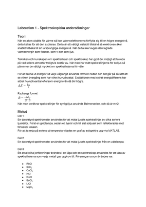 Labb 1 Spektra - Laboration 1 – Spektra Syfte Syftet Med Laborationen ...