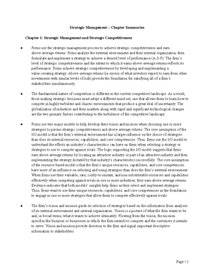 CHAP 1- 4 - Chapters Chapter 1 Notes Firms use the strategic management ...
