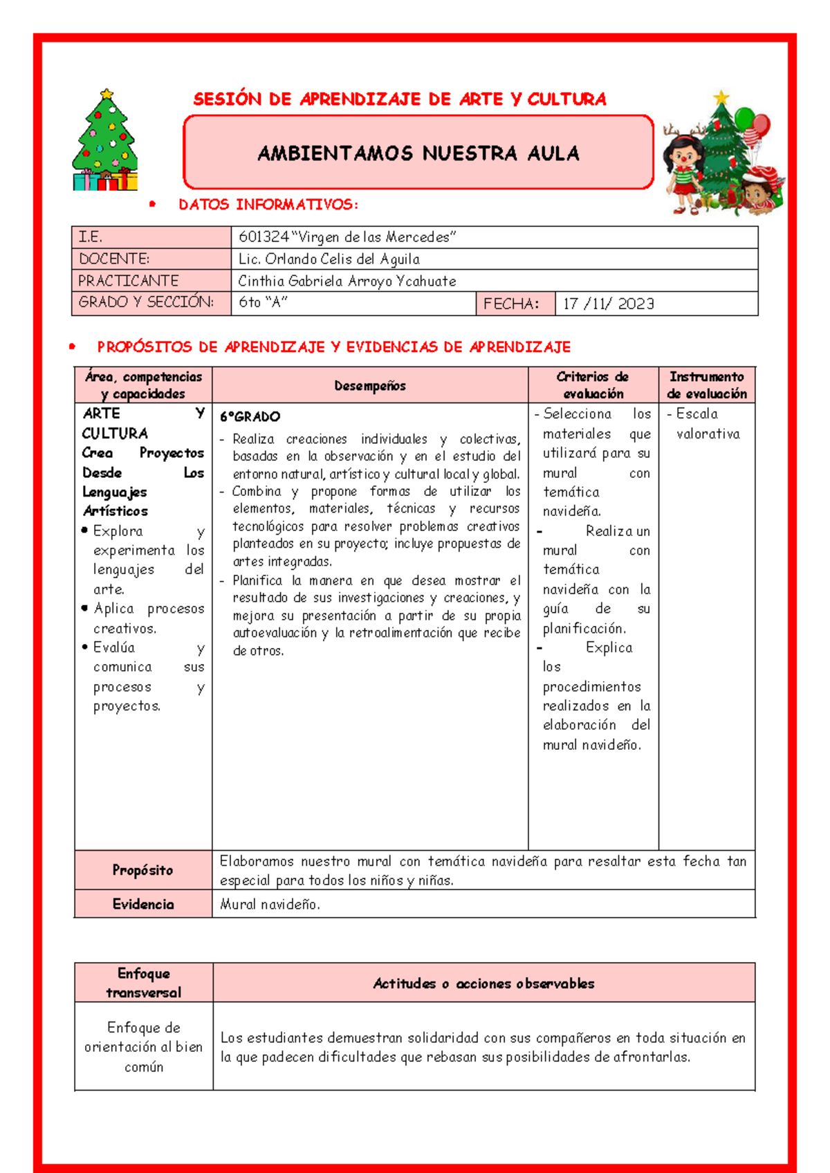 Sesión ARTE Y Cultura Adornamos Nuestra AULA - SESIÓN DE APRENDIZAJE DE ...