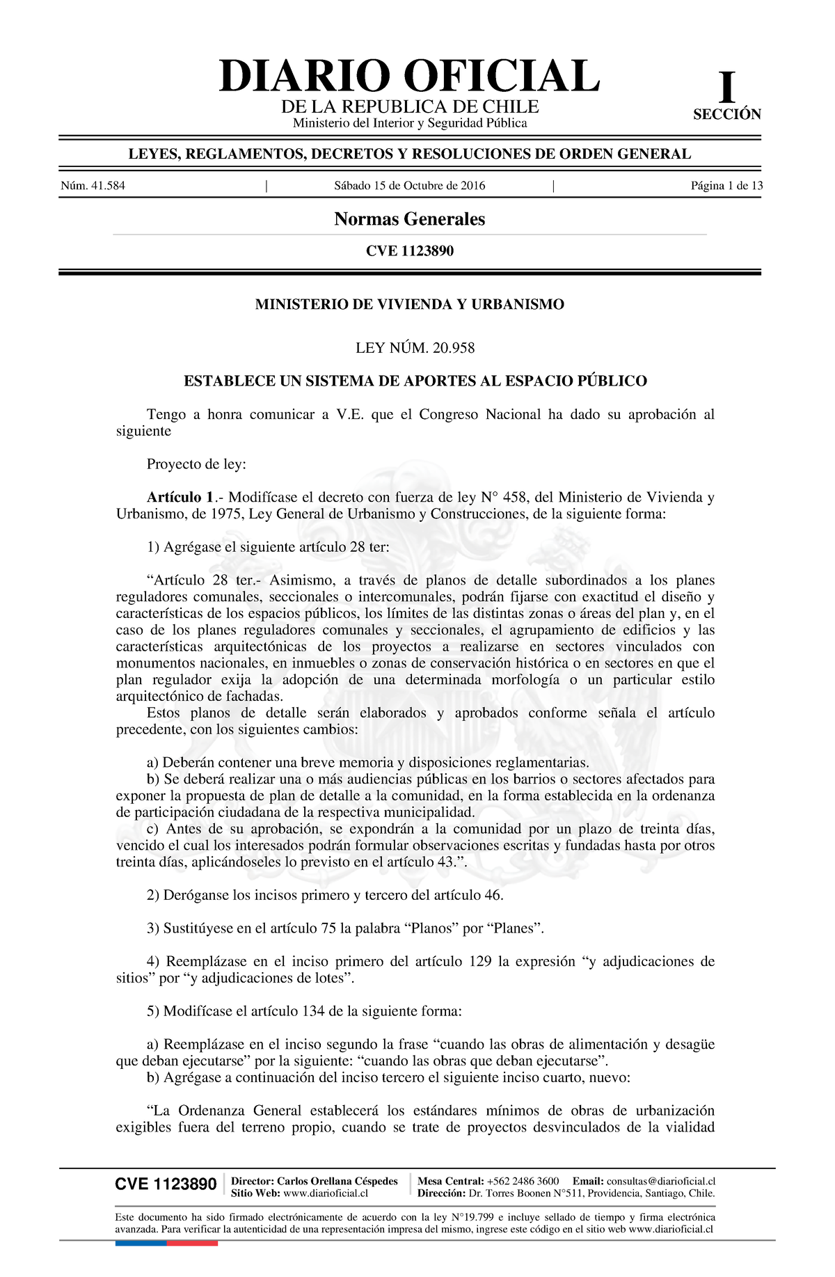 Ley 20 Formulario Ley 20898 Cve 1123890 Director Carlos Orellana Céspedes Sitio Web 2370