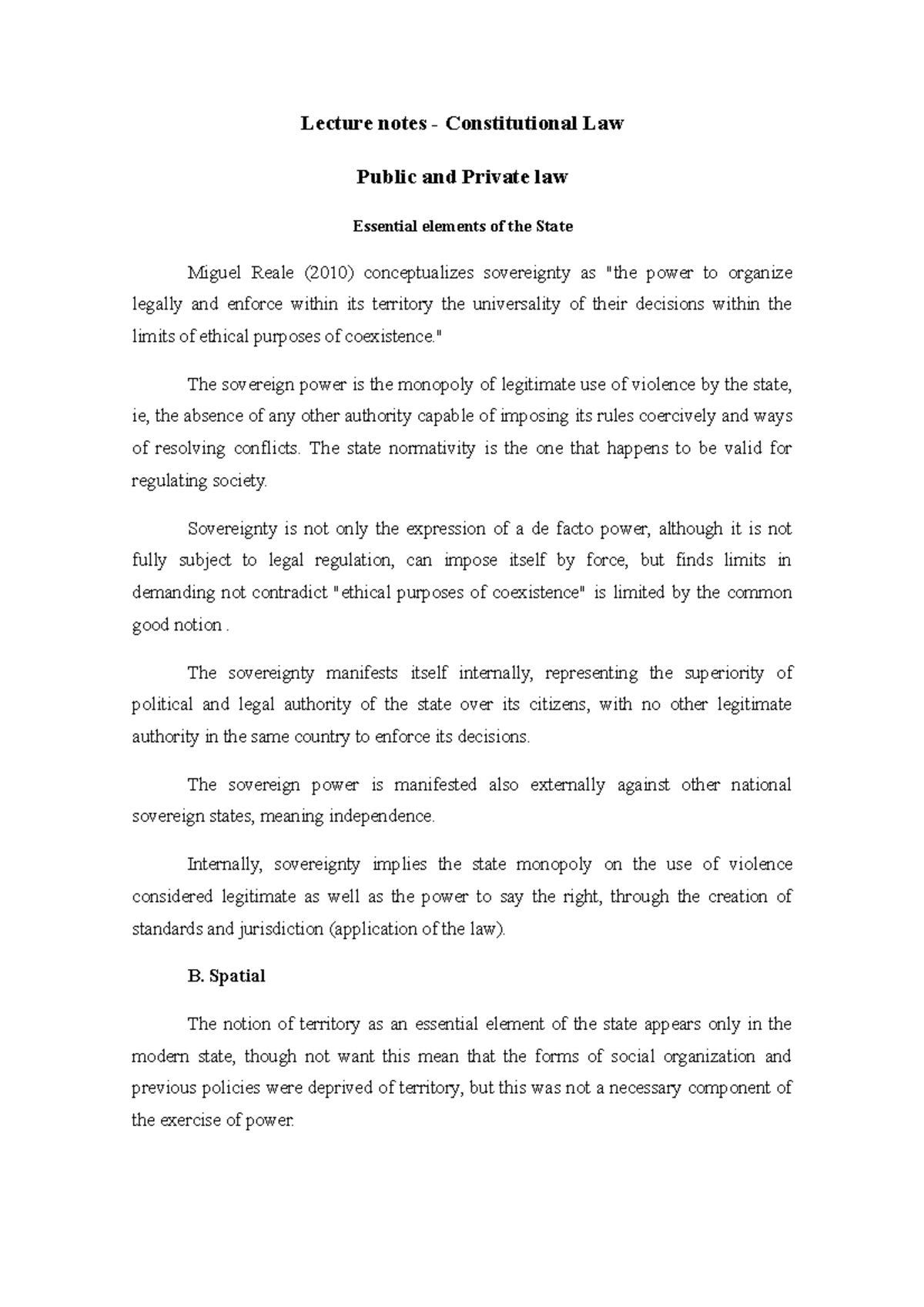 Public and Private law - Lecture notes - Lecture notes - Constitutional ...