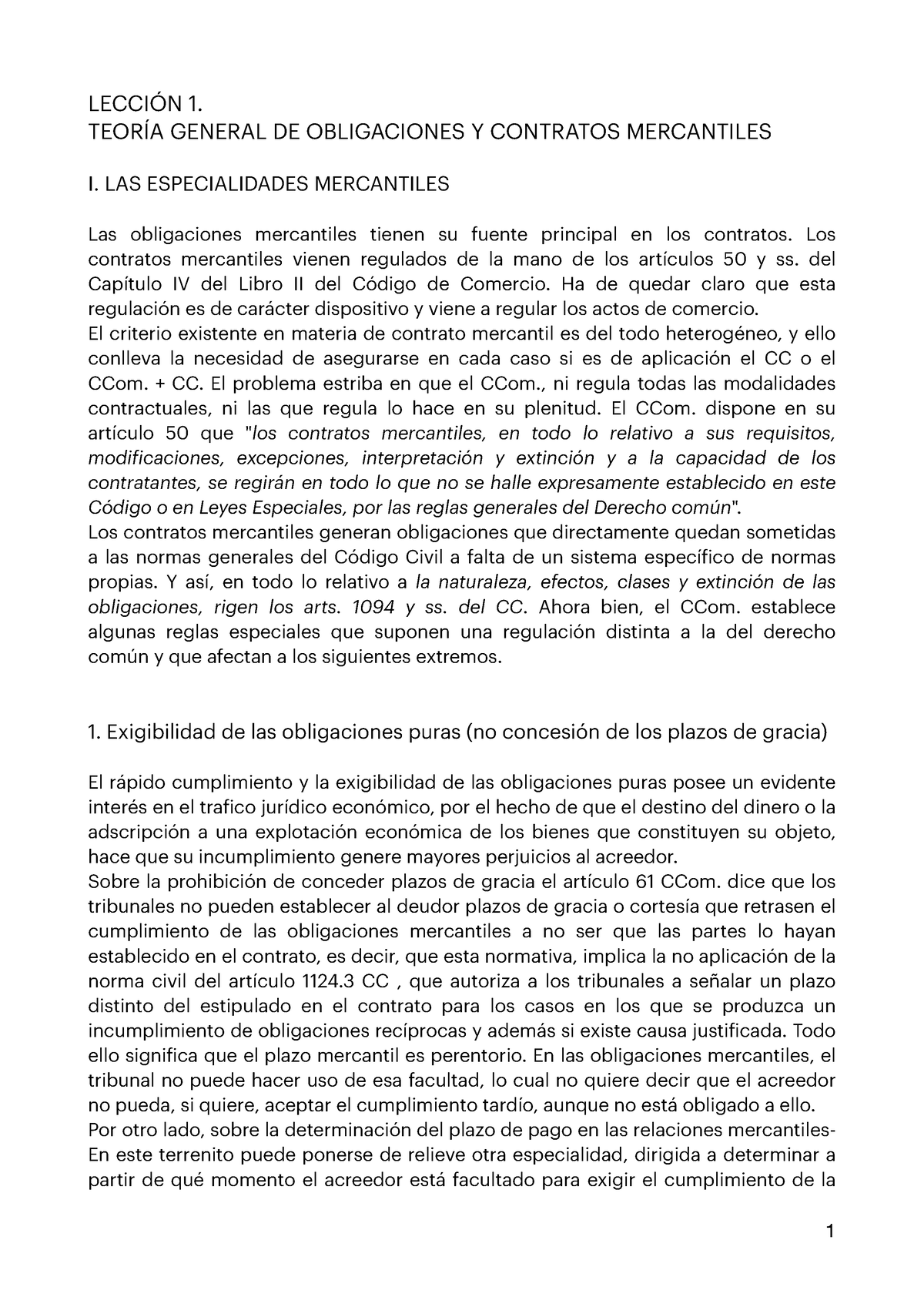 LeccióN 1. TeoríA General DE Obligaciones Y Contratos Mercantiles ...