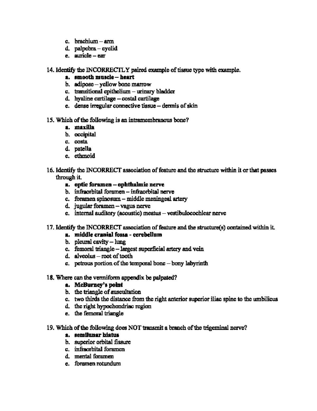 Human Anatomy Practice Exam 1 Pg3 - BIOL 253 - Studocu