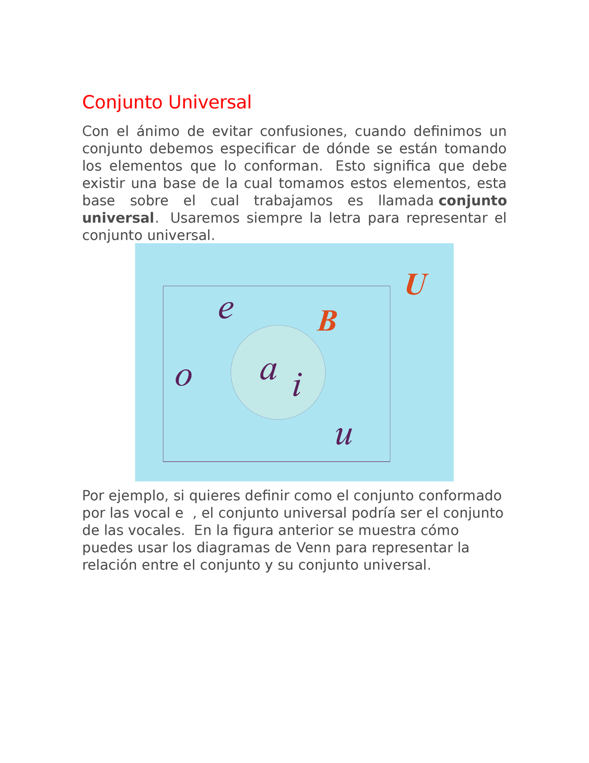 Conjunto Universal - Hola - Conjunto Universal Con El ánimo De Evitar ...