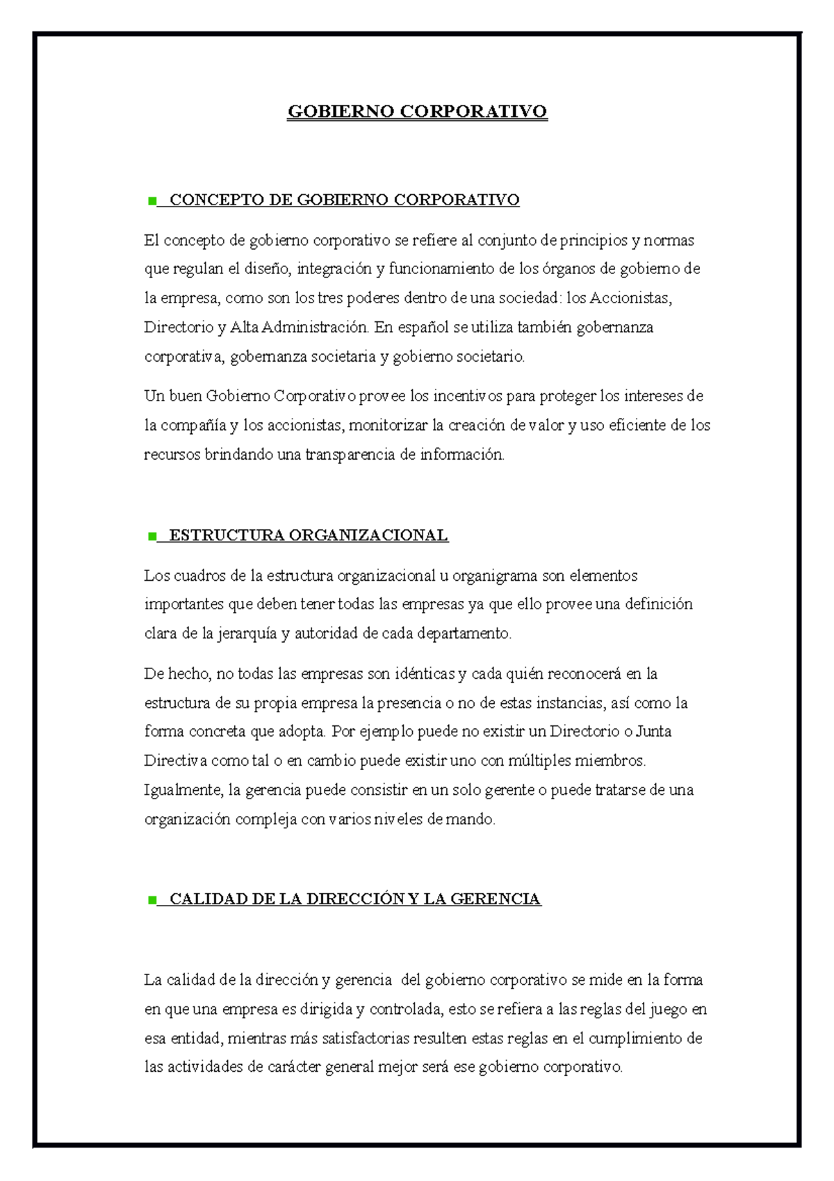 Gobierno- Corporativo-1 - GOBIERNO CORPORATIVO CONCEPTO DE GOBIERNO ...