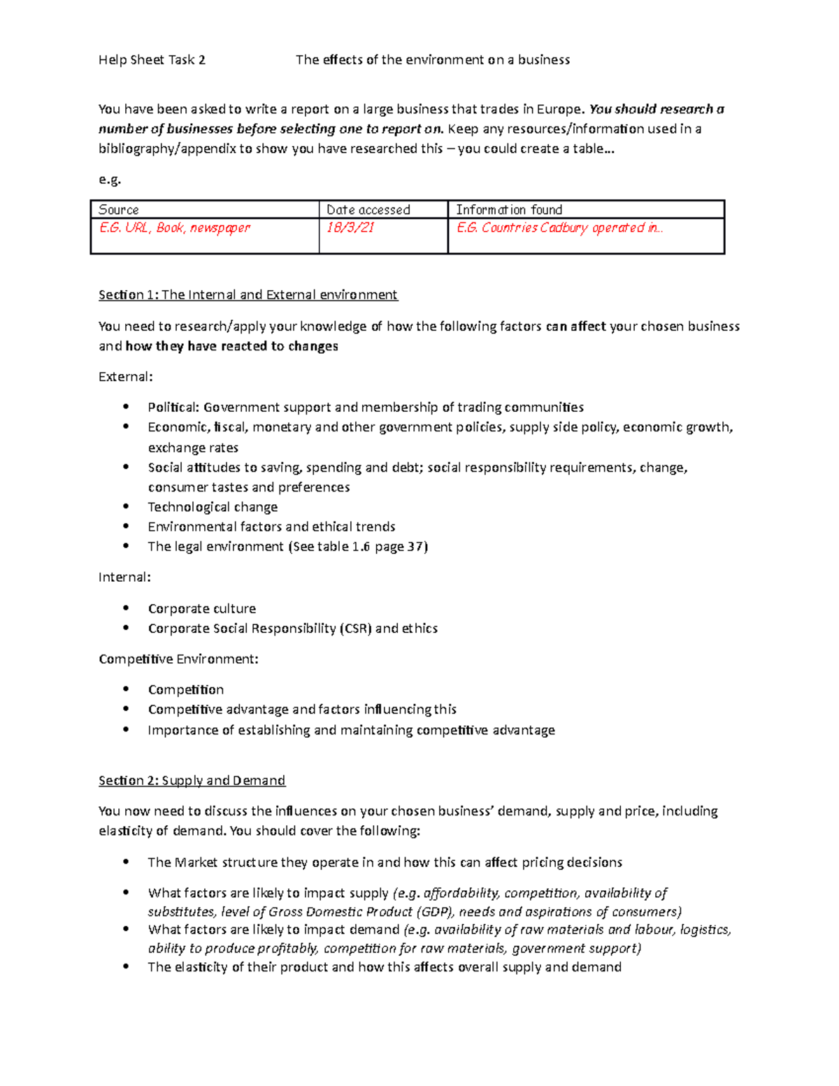 Help sheet Task c+d - Lecture notes 2 - UWTSD - Studocu
