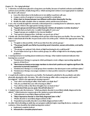 Test 1 Questions - Test 1 Practice - Chapter 1 A Nurse is assessing a ...