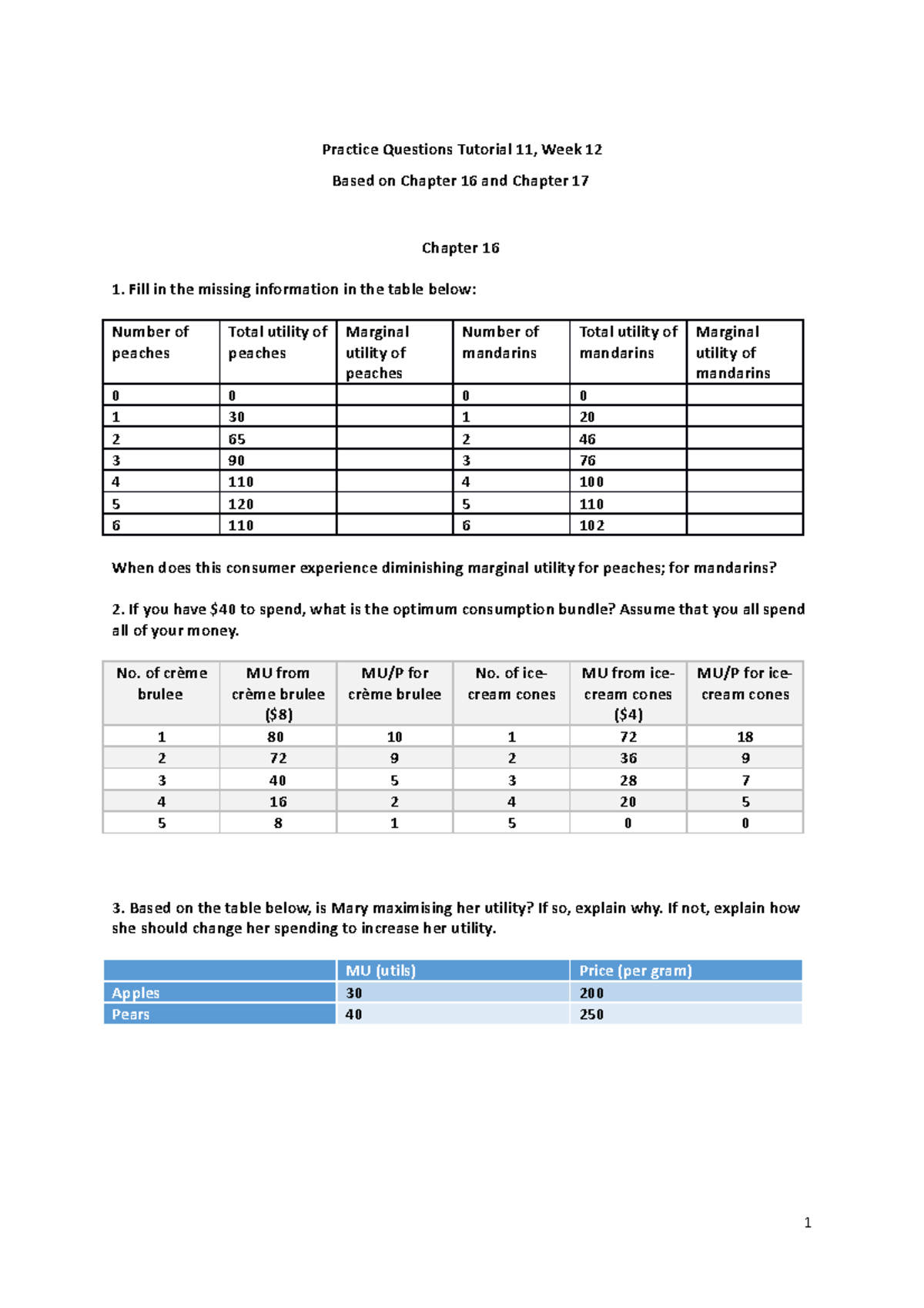 Practice Questions Chapters 16 And 17 - Practice Questions Tutorial 11 ...