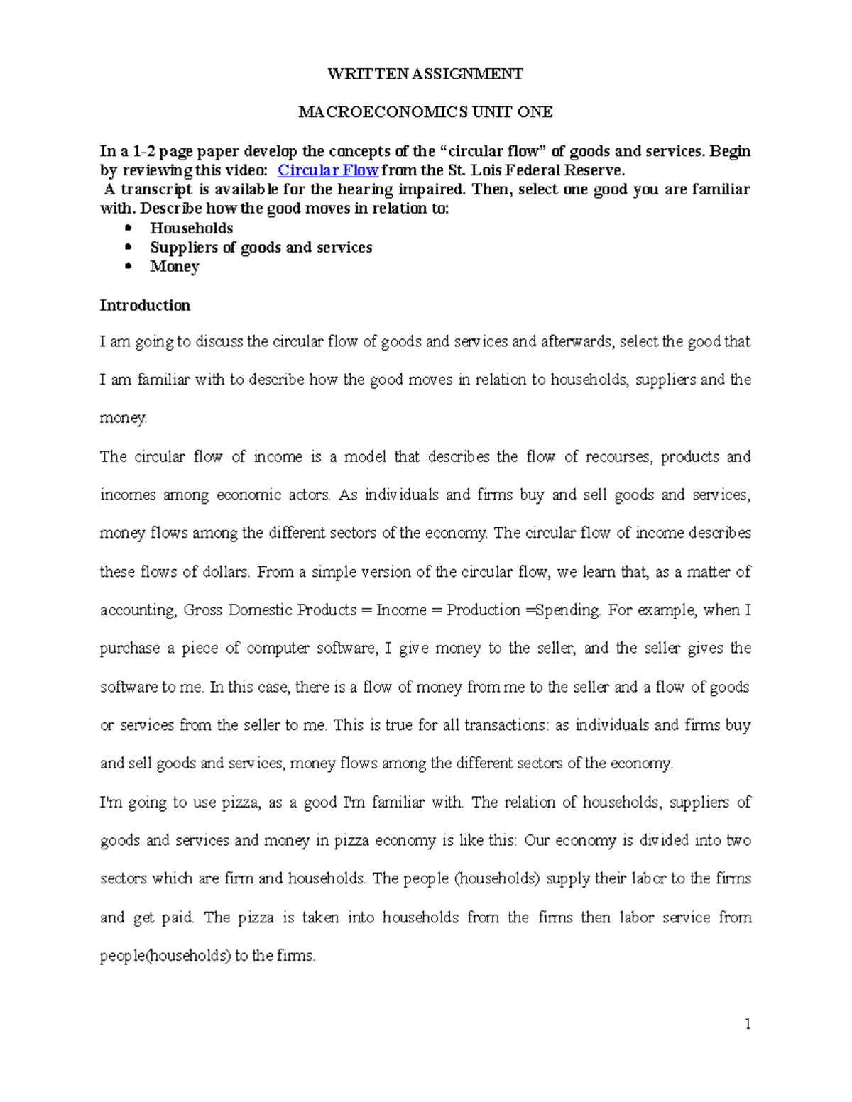 Written assignment unit one - WRITTEN ASSIGNMENT MACROECONOMICS UNIT ...