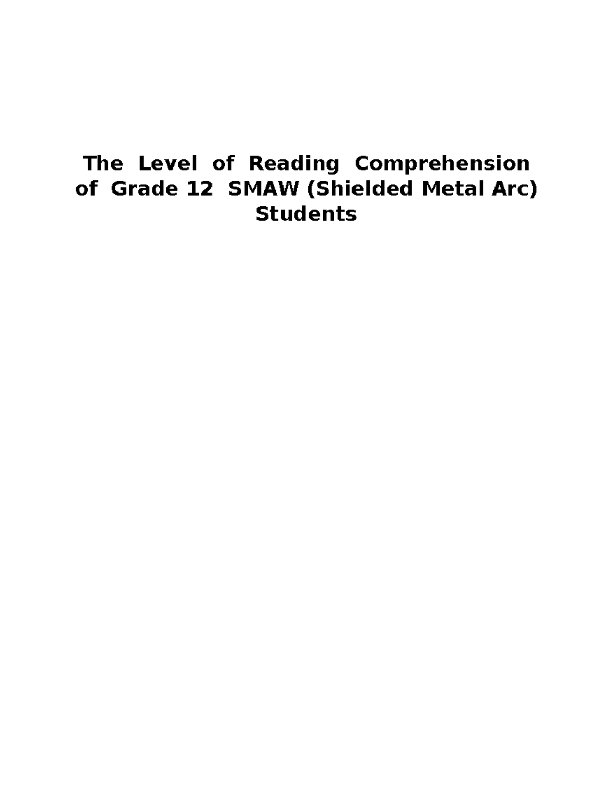 The level of reading comprehension of first year student the level of