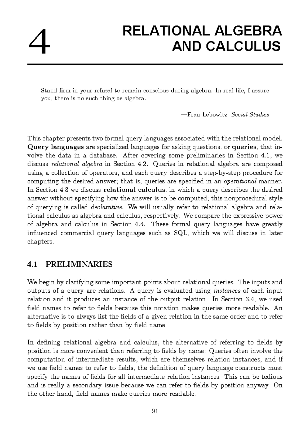 SQL rdbms - Notes - 4 RELATIONAL ALGEBRA AND CALCULUS Stand firm in ...