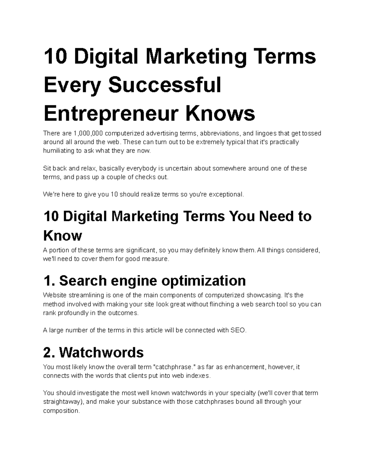 10 Digital Marketing Terms Every Successful Entrepreneur Knows - 10 ...