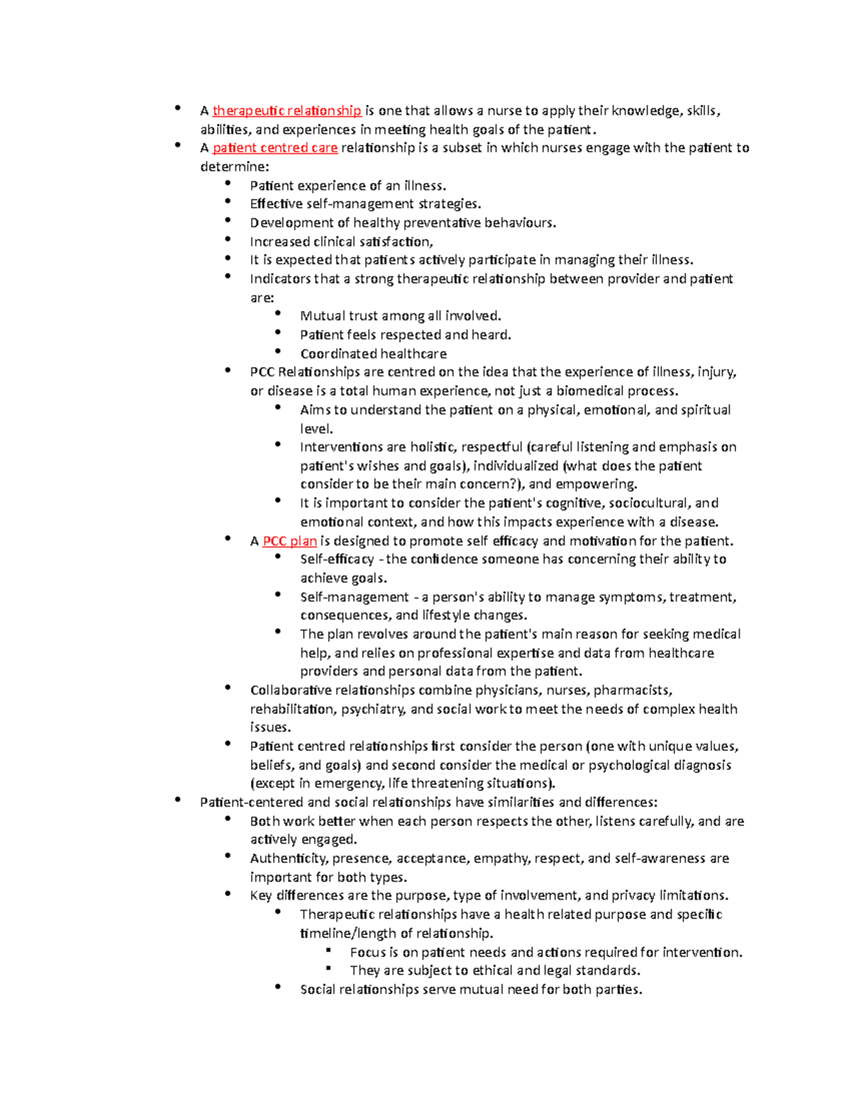 NURS 101 - Therapeutic Communication - A therapeutic relationship is ...