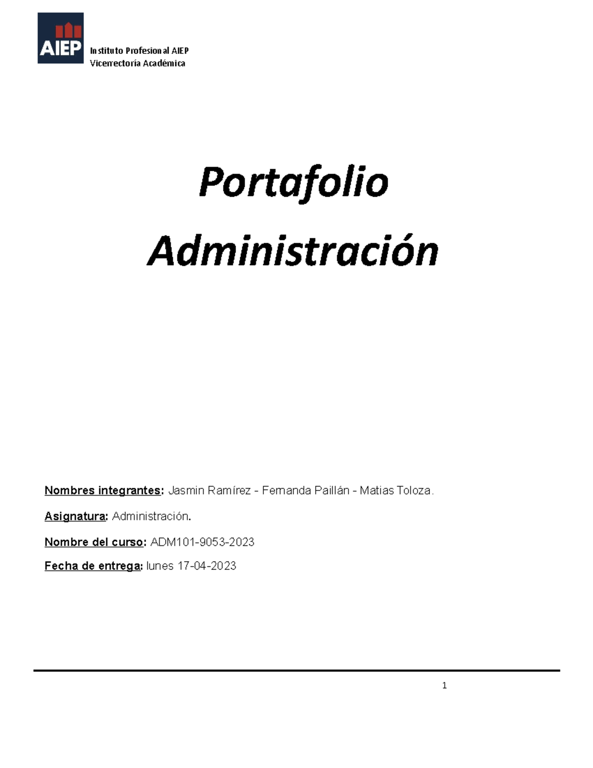 Portafolio Adminstracion Actualizado Portafolio Administración Nombres Integrantes Jasmin 4500