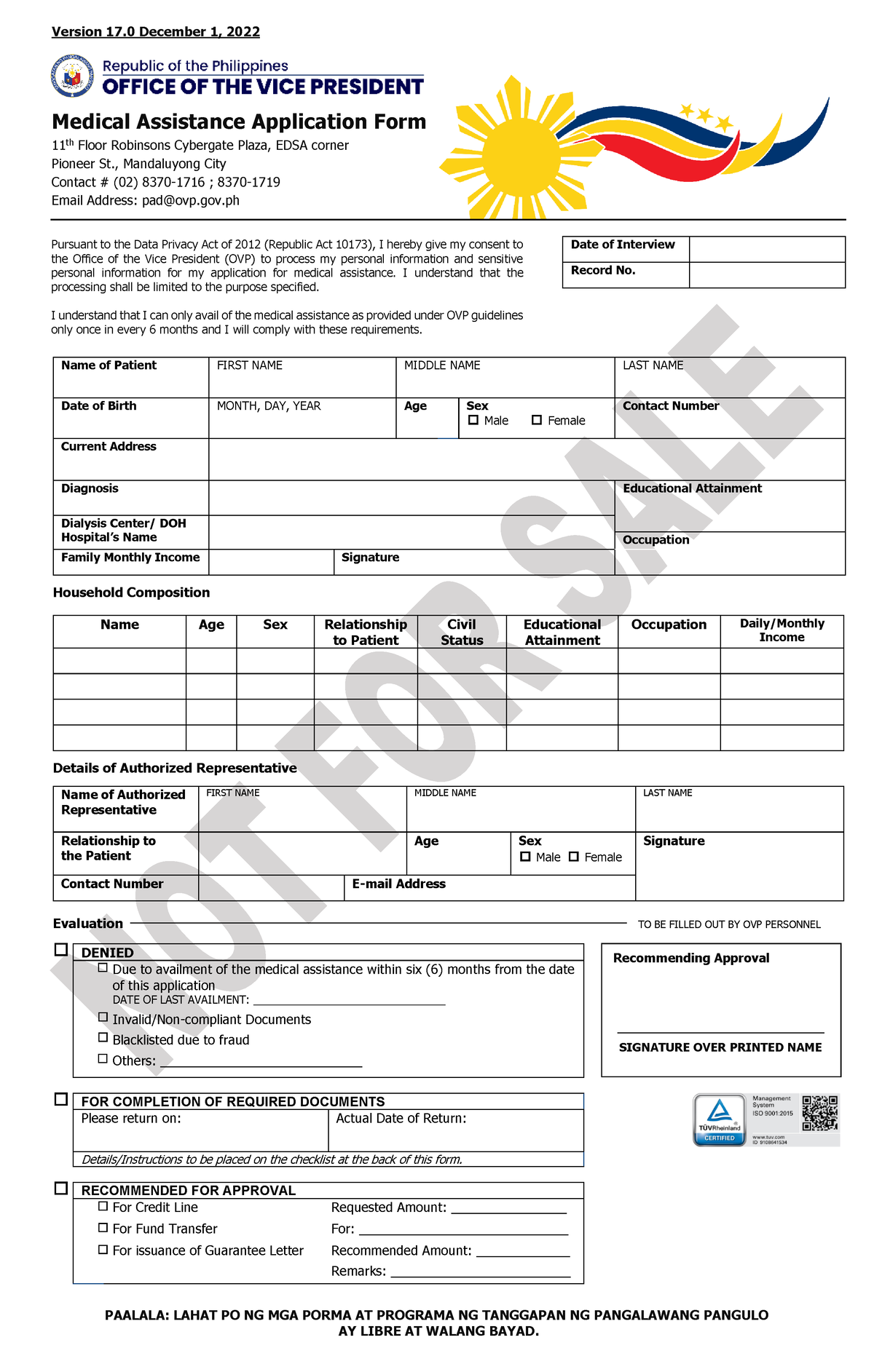 Medical Assistance Application Form Paalala Lahat Po Ng Mga Porma At Programa Ng Tanggapan Ng 7420