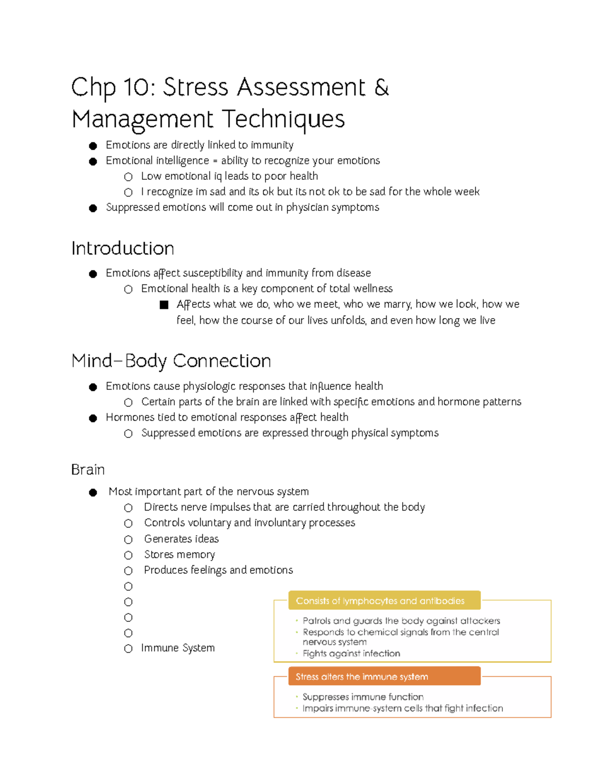 Fitness unit 4 - Complete unit notes - Chp 10: Stress Assessment ...