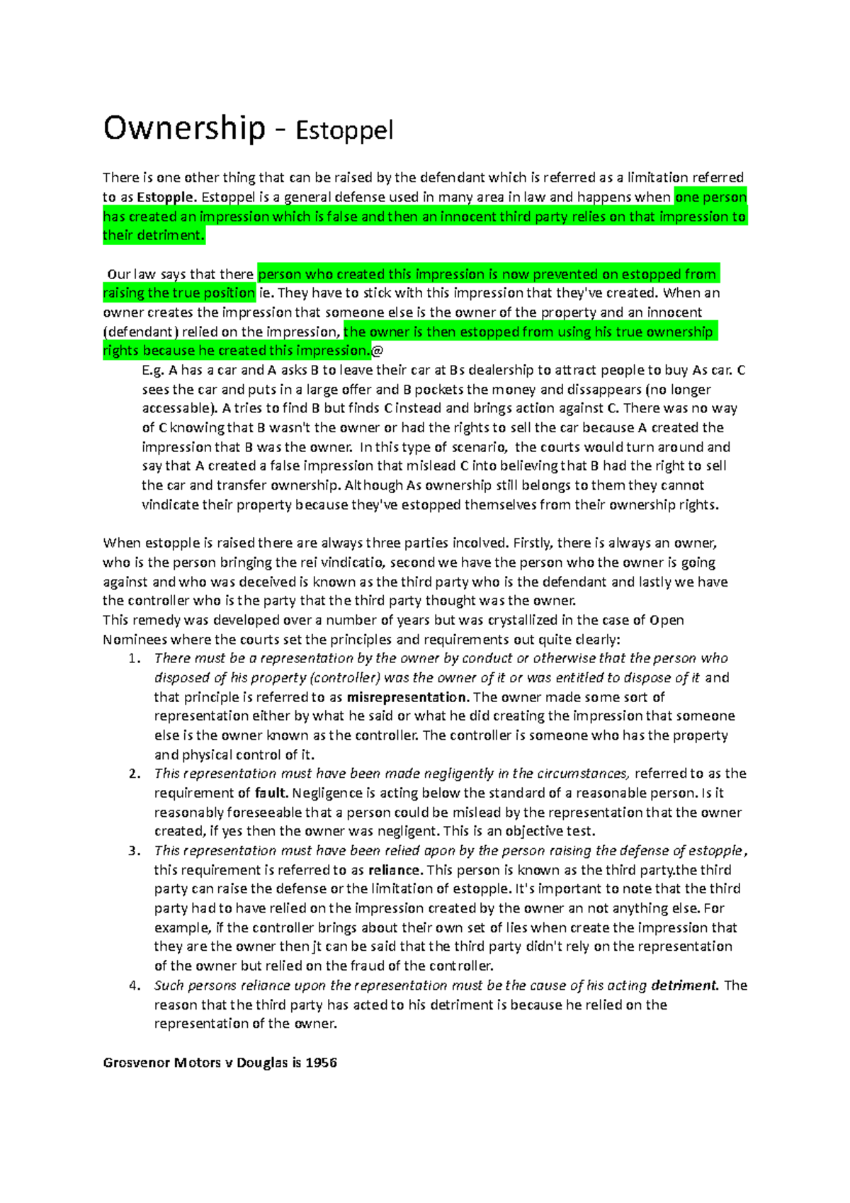 Ownership 12 Estoppel Ownership Estoppel There is one other thing