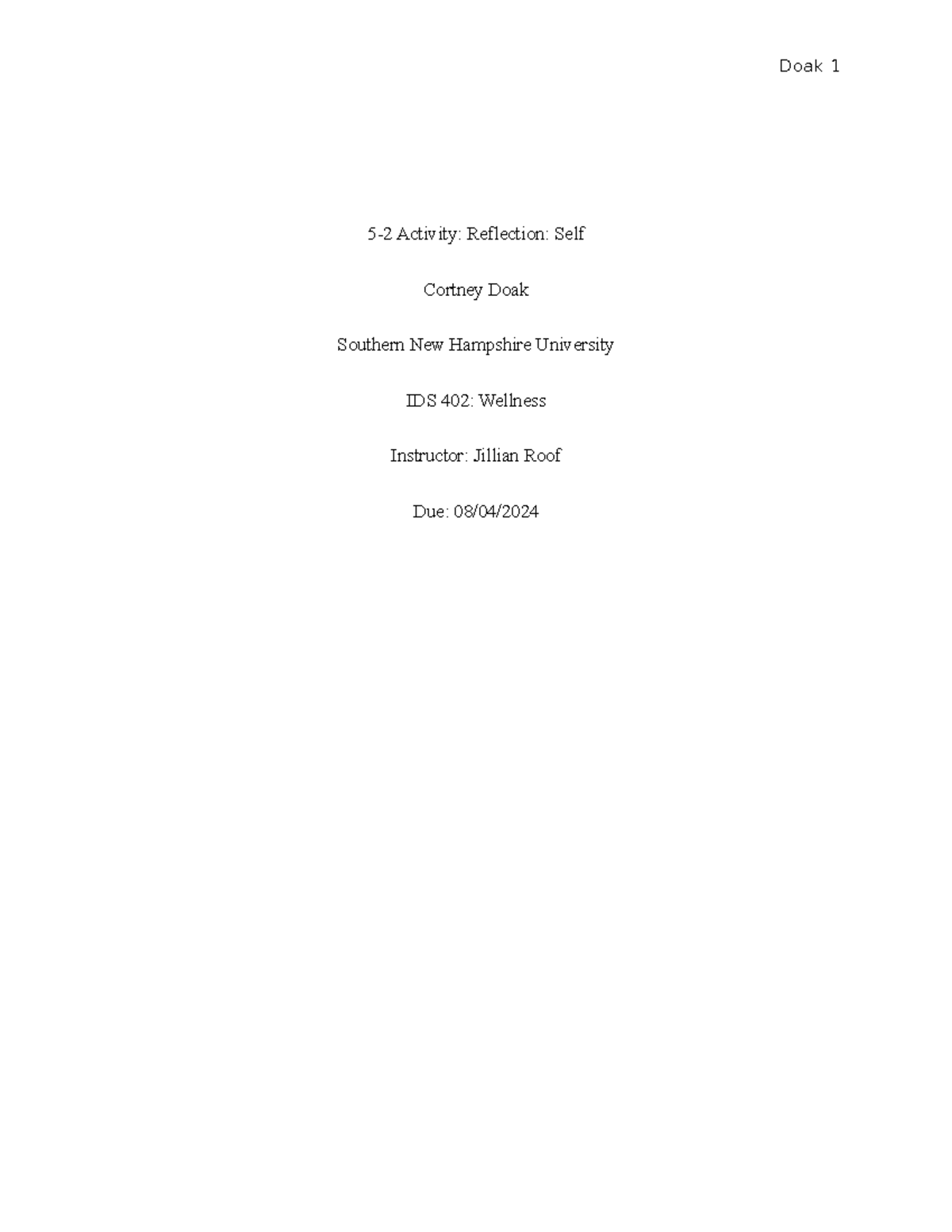 IDS 402 5-2 Activity Reflection Self - 5-2 Activity: Reflection: Self ...