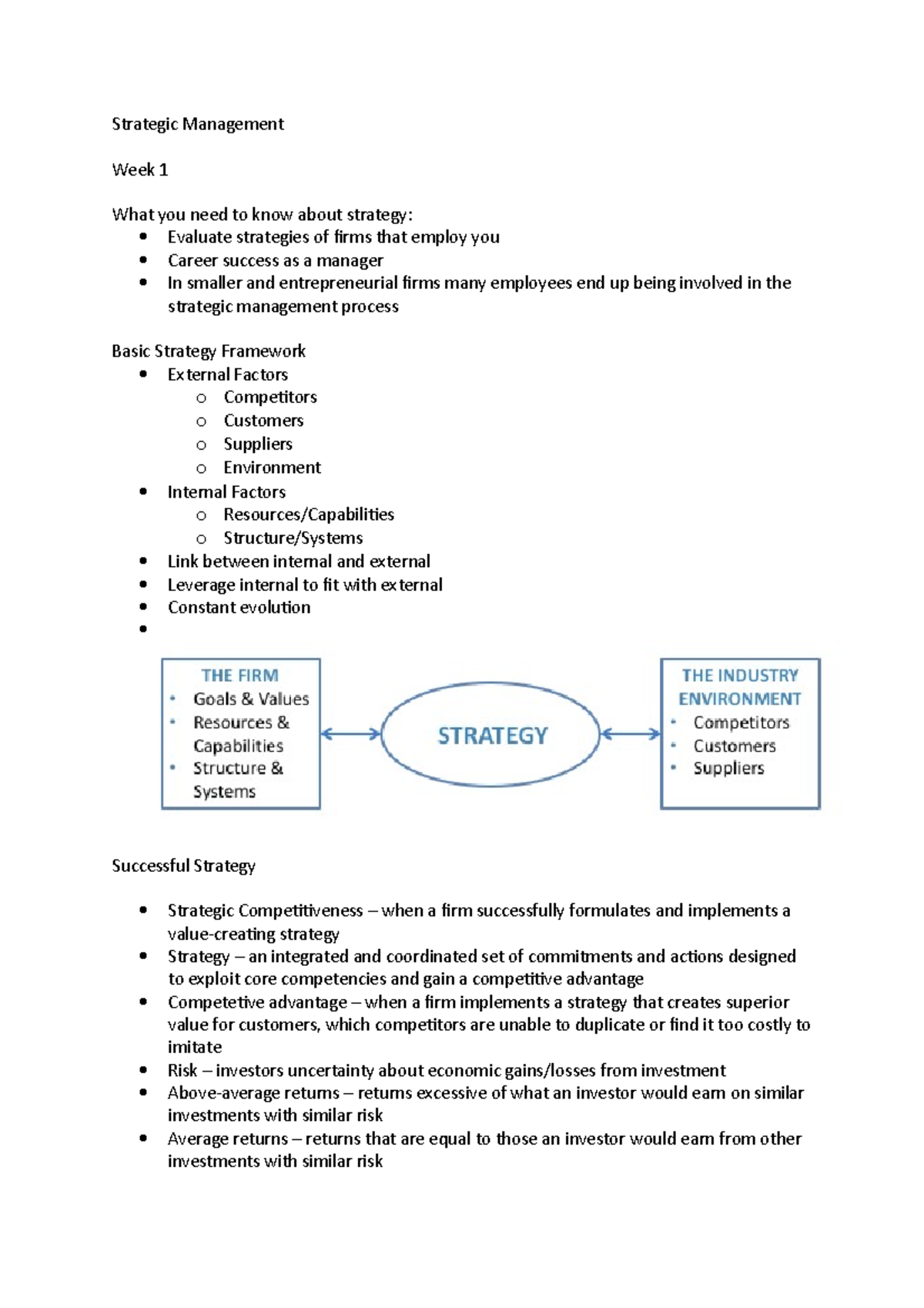 Strategic Management - Lecture Notes All Lectures - Strategic ...