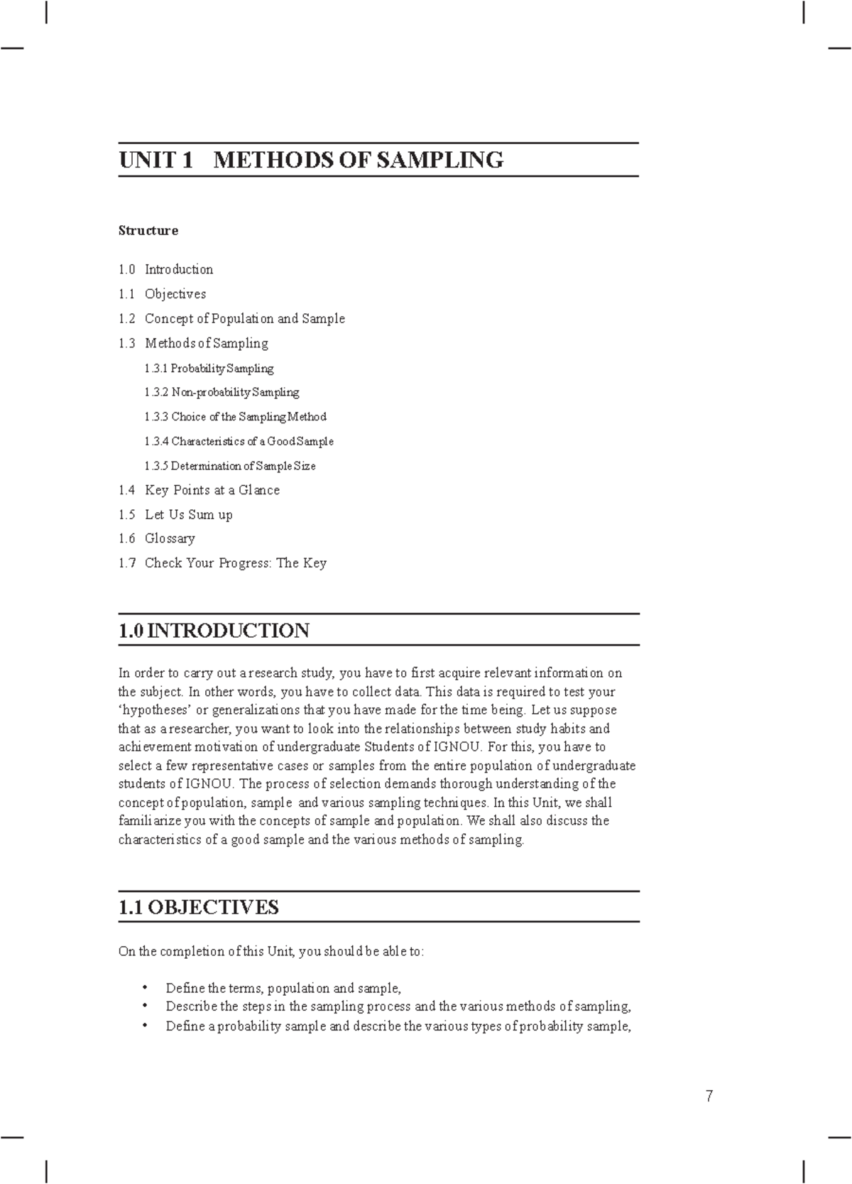 Methods ON Sampling highlighted - UNIT 1 METHODS OF SAMPLING Structure ...