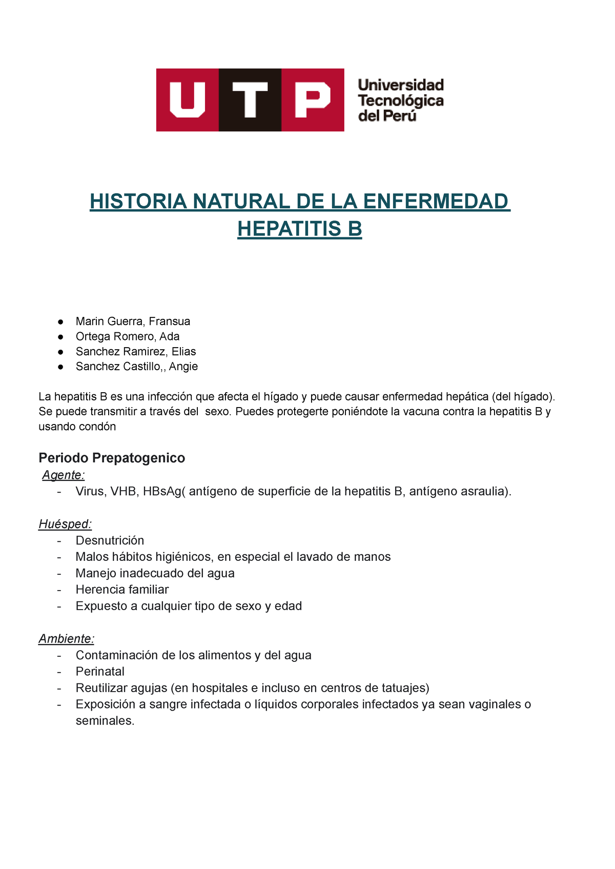 Hepatitis B - 2022 - HISTORIA NATURAL DE LA ENFERMEDAD HEPATITIS B ...