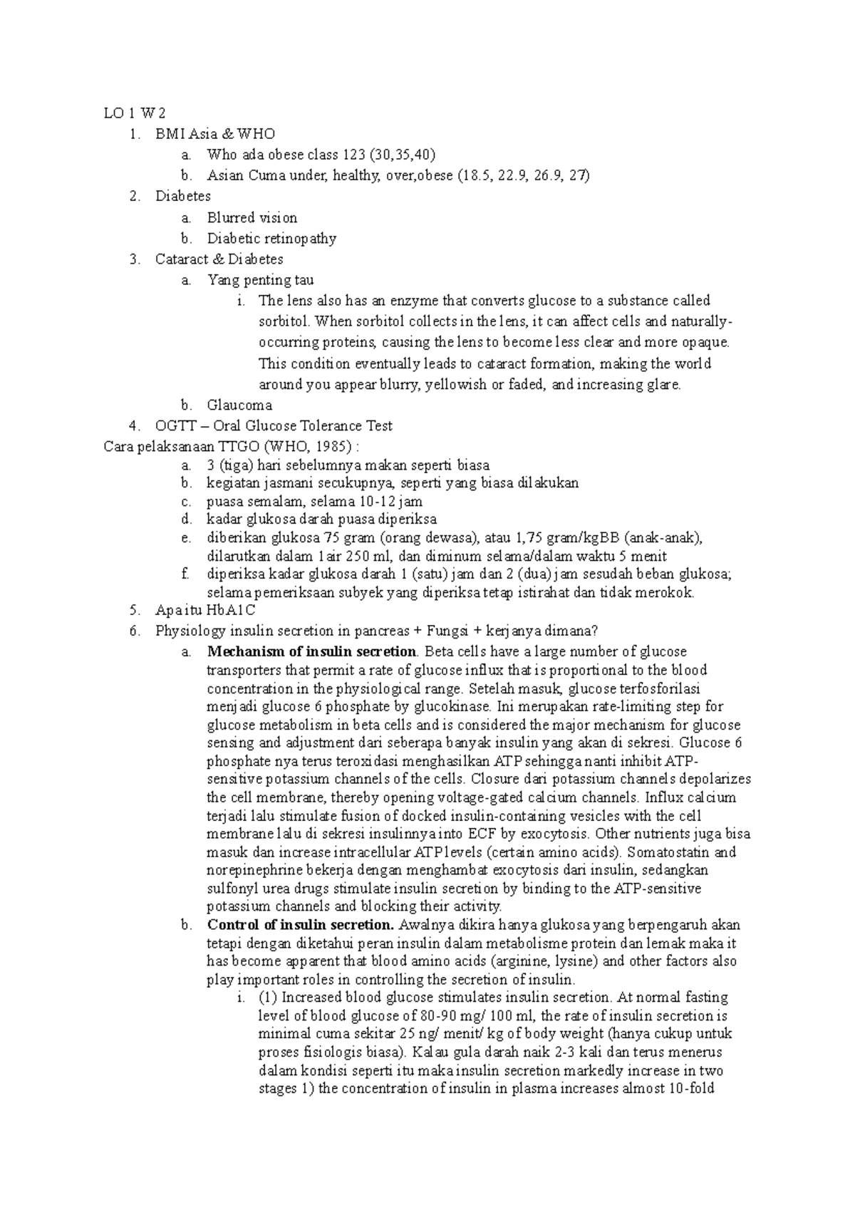 Lo 1 W 2 - Learning Outcomes Pbl Endokrin - Lo 1 W 2 Bmi Asia & Who A 