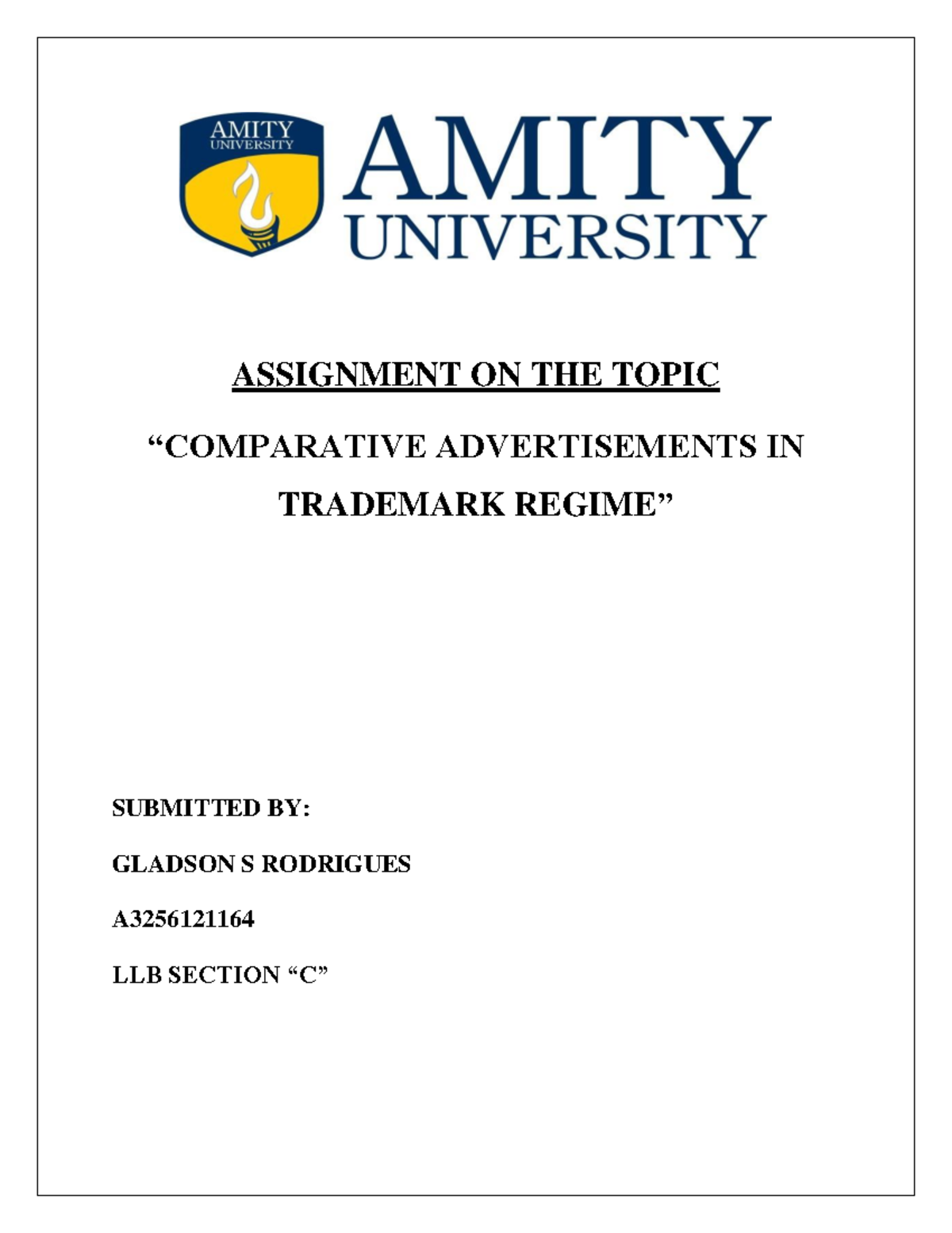 Assignment on comparative advertisement - ASSIGNMENT ON THE TOPIC ...