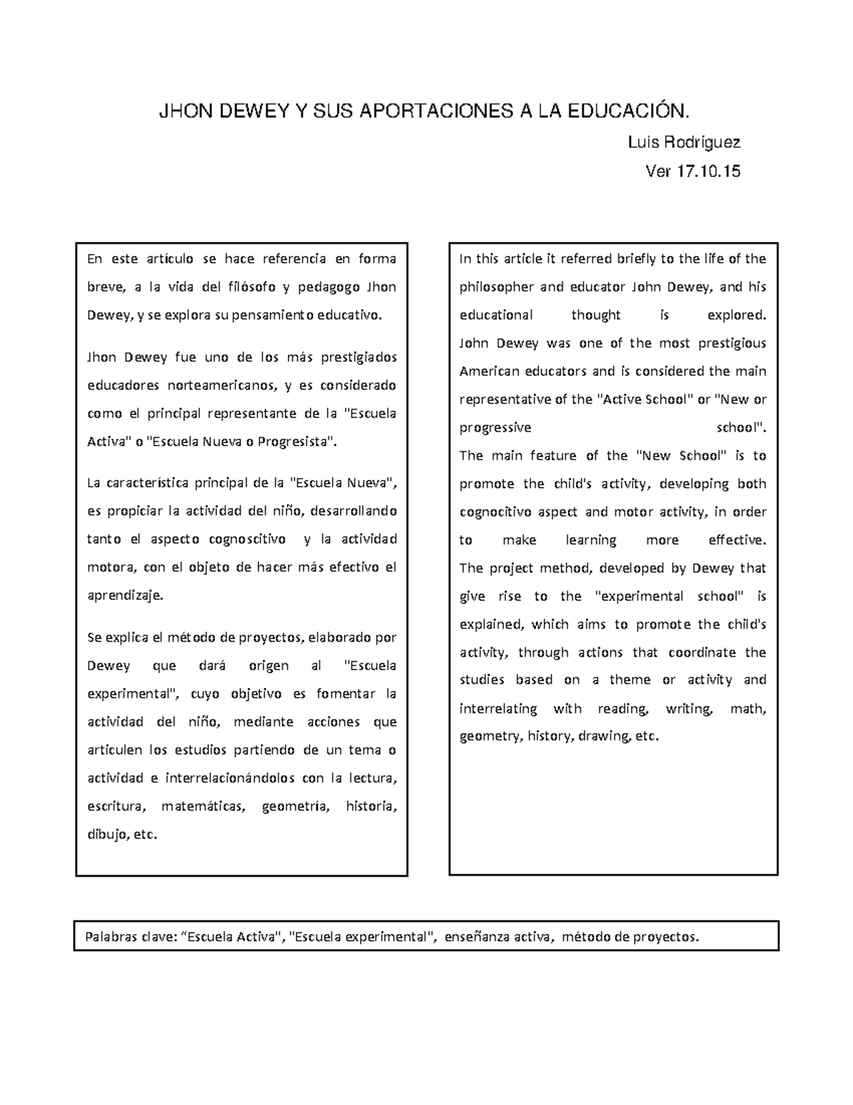 Aportes de John Dewey a la educación JHON DEWEY Y SUS APORTACIONES A