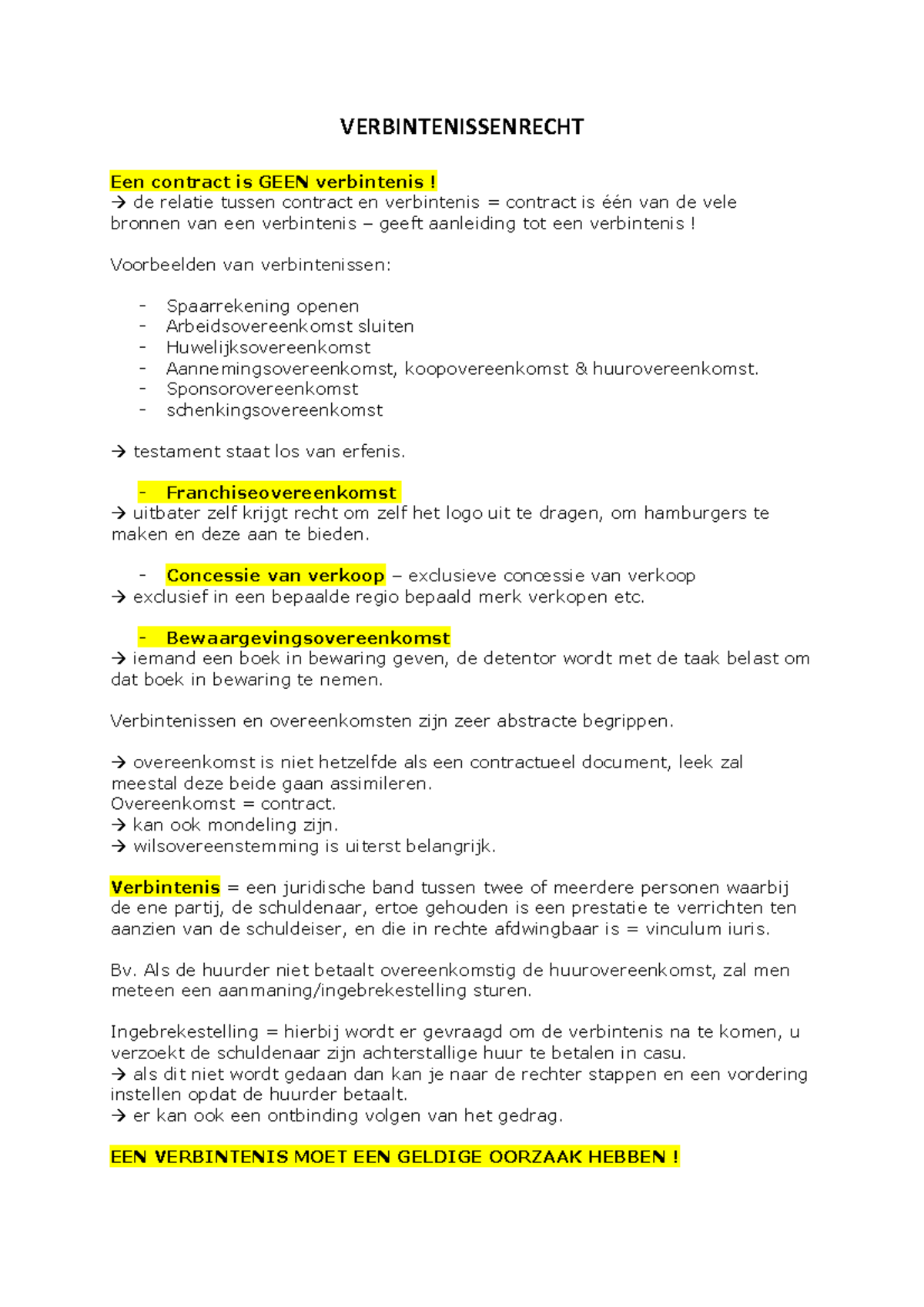 Verbintenissenrecht - VERBINTENISSENRECHT Een Contract Is GEEN ...