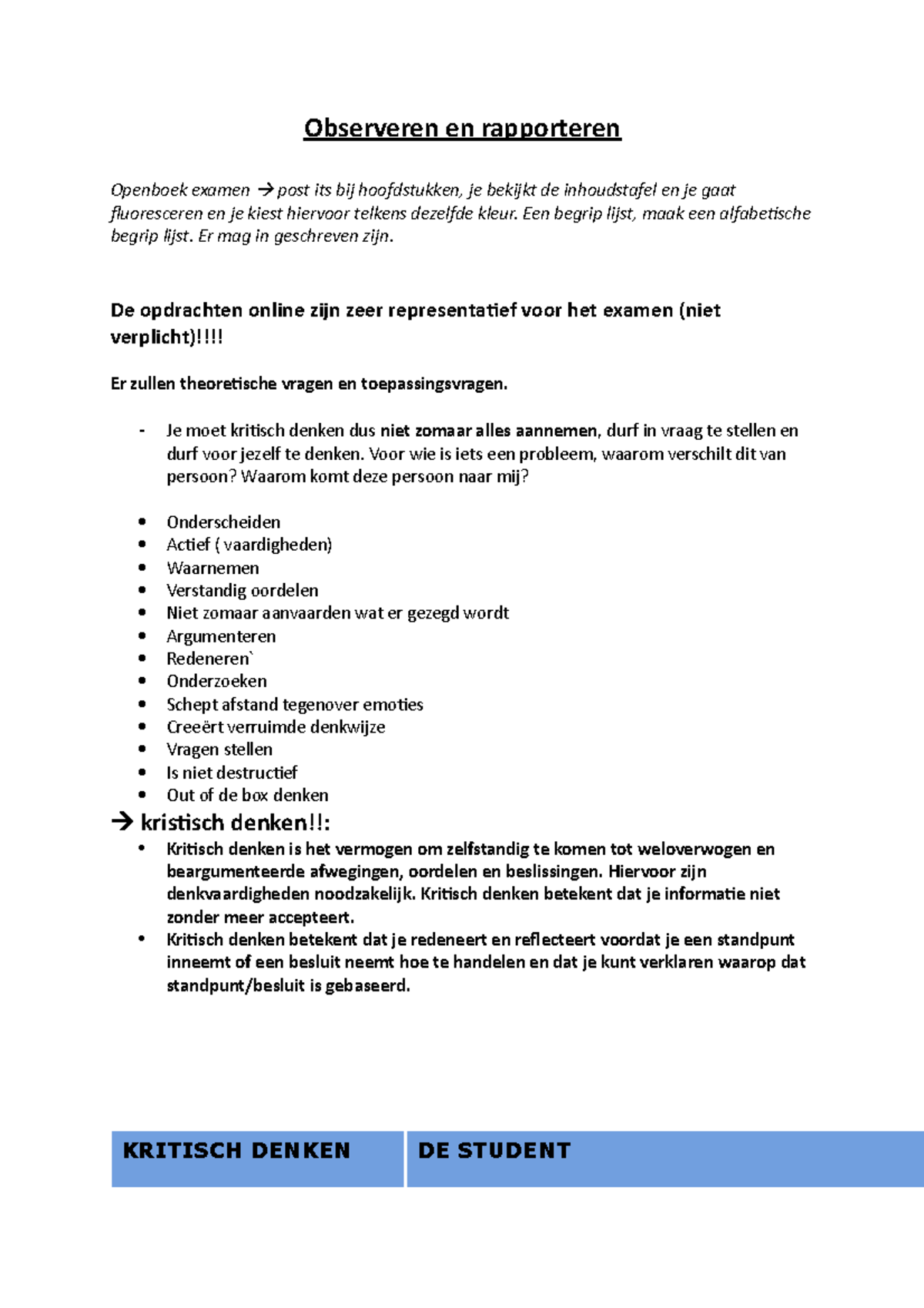 Observeren En Rapporteren Samenvatting - Observeren En Rapporteren ...