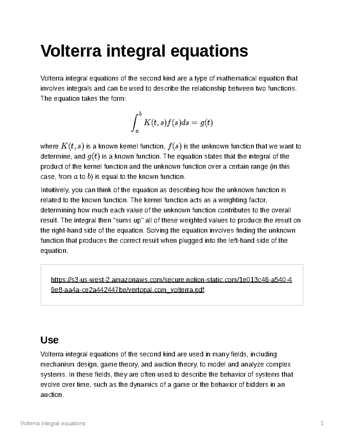 Volterra integral equations - The equation takes the form: where is a ...