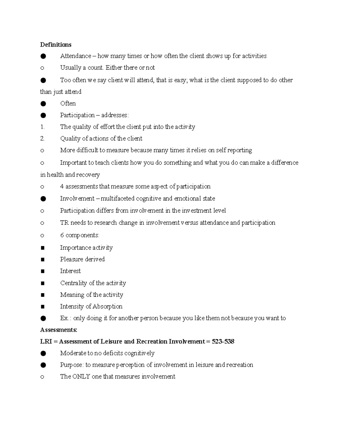 Participation Measurements - Definitions Attendance – how many times or ...