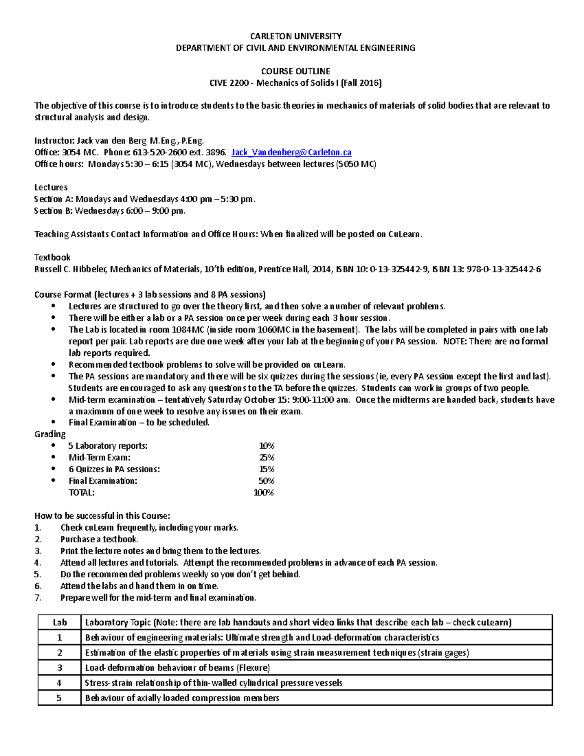 CIVE 2200 - course outline fall 2016 lecture note - CARLETON UNIVERSITY ...