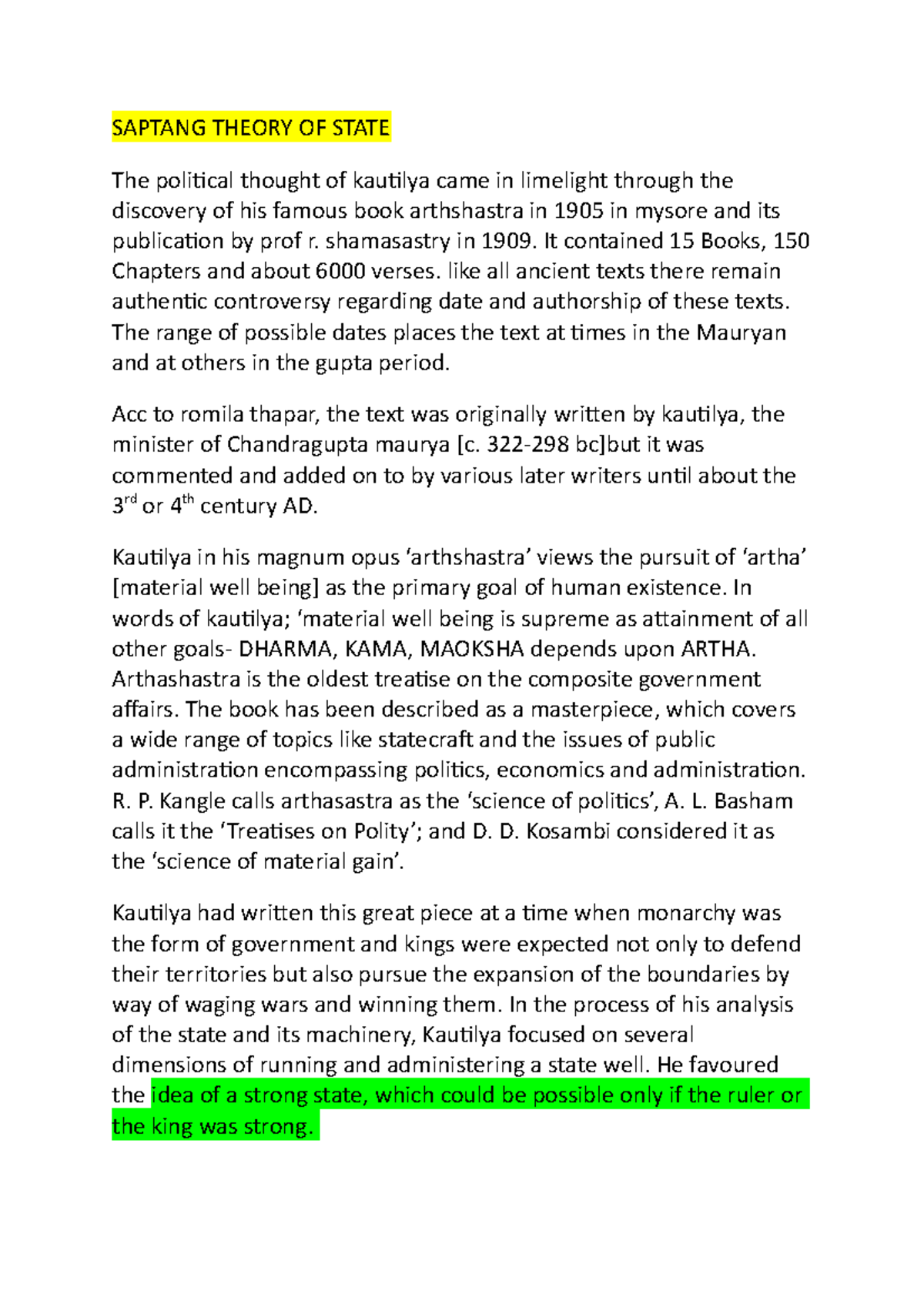 Saptang Theory OF State SAPTANG THEORY OF STATE The political thought