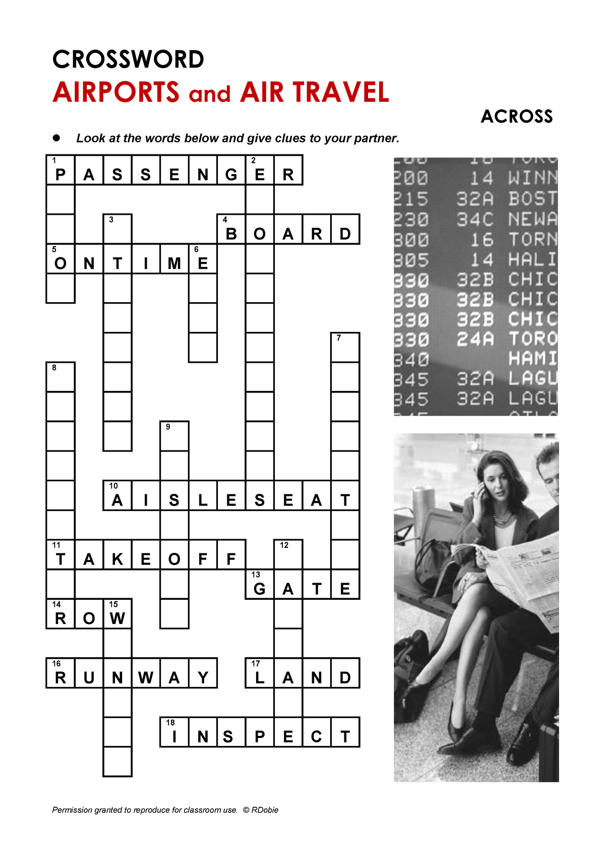 Crossword 1 airports Apuntes 1 CROSSWORD AIRPORTS and AIR TRAVEL