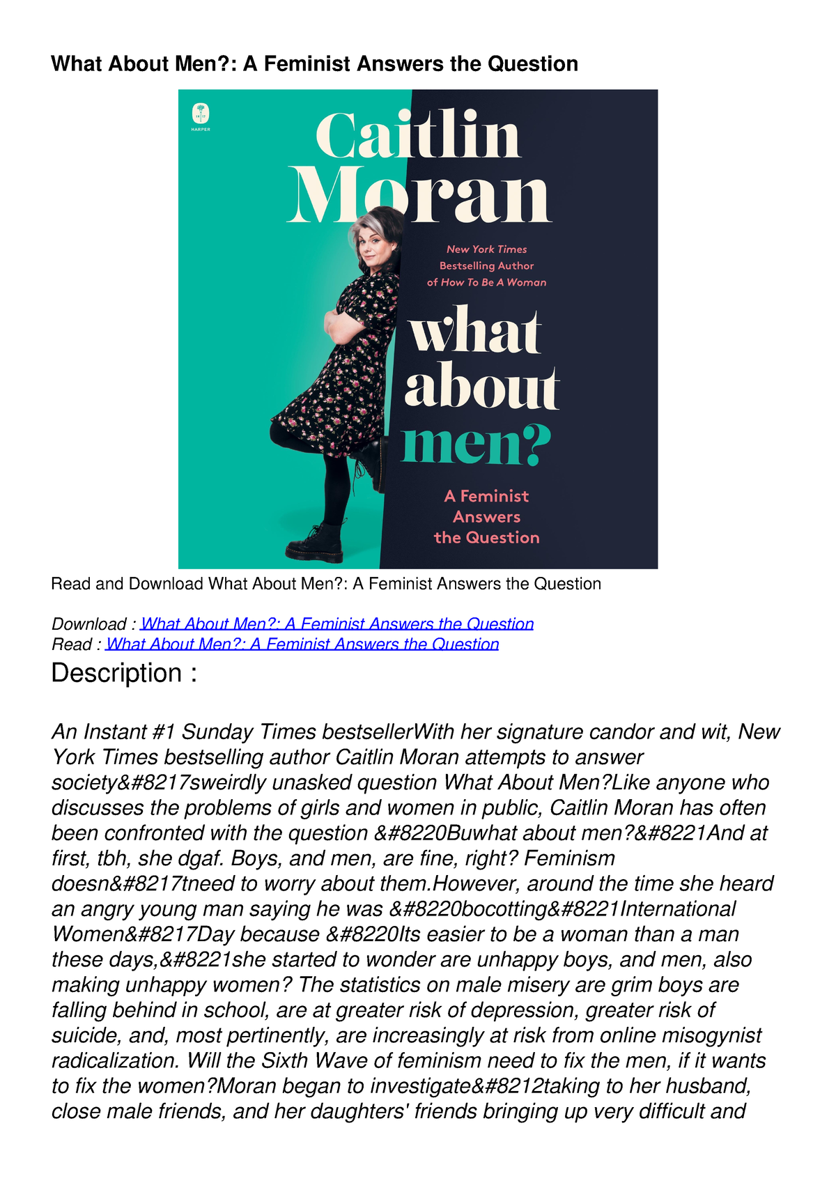 DOWNLOAD/PDF What About Men?: A Feminist Answers The Question - What ...