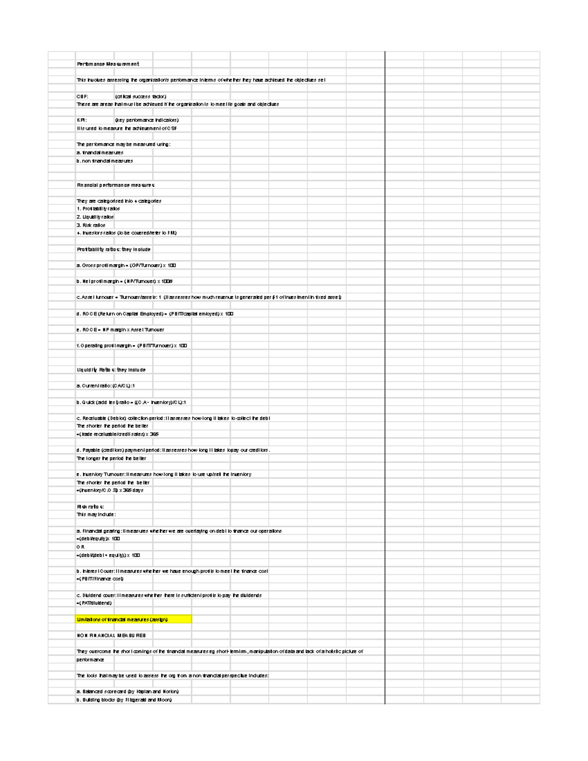 Performance Measurement - Perfomance Measurement This involves ...